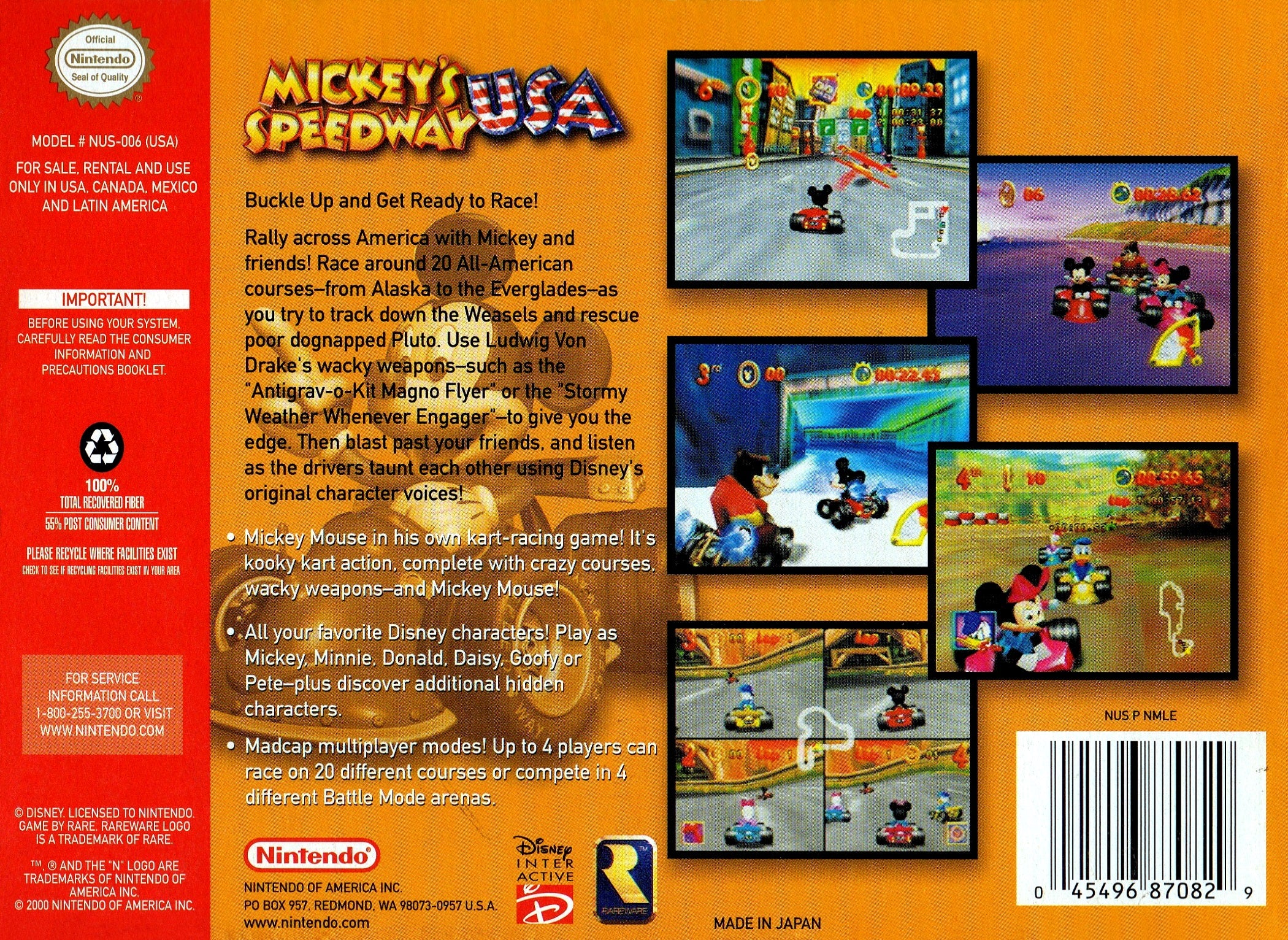Mickey's Speedway USA N64 - Video Game - Used - CaveGamers - Image 2