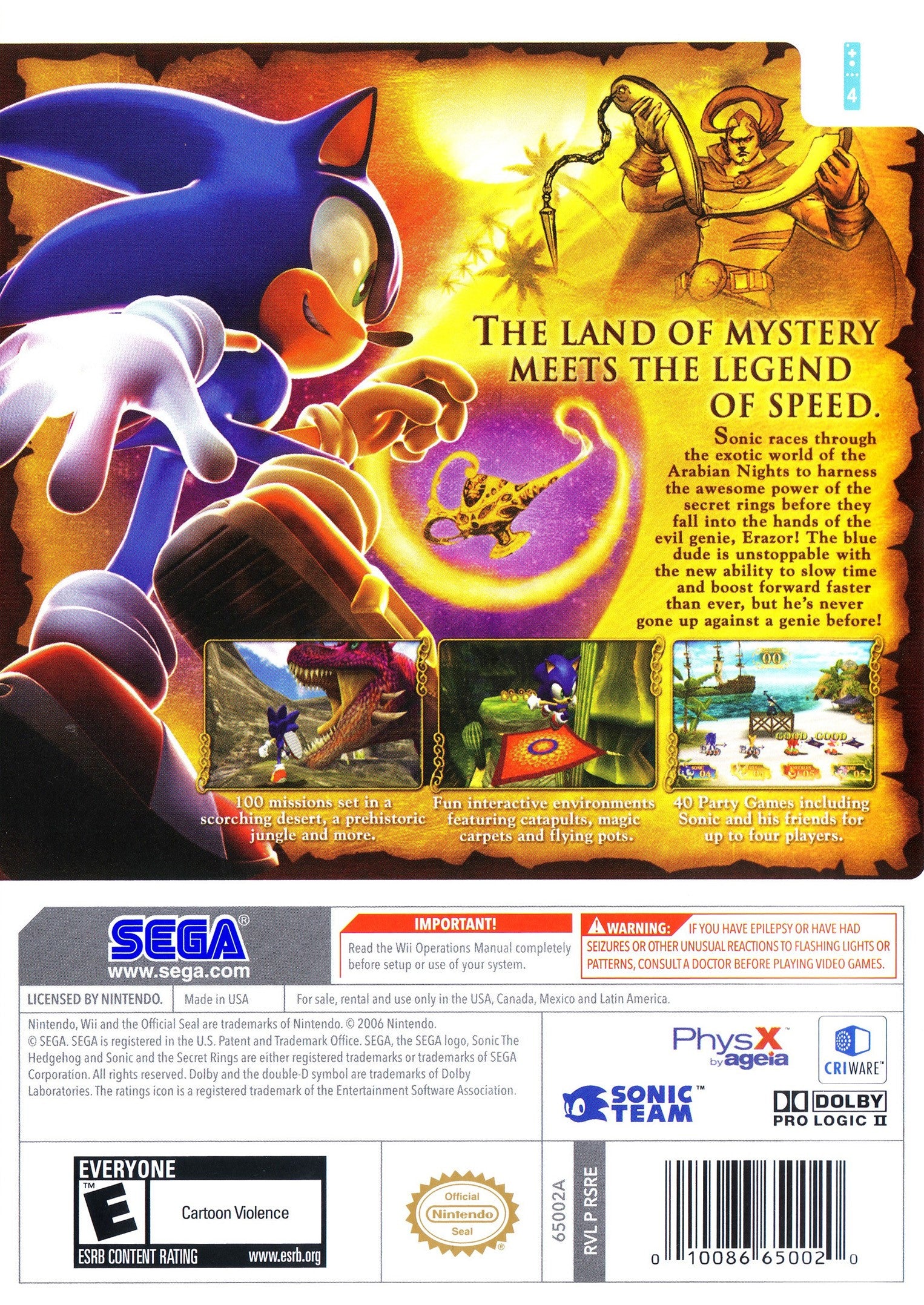 Sonic and the Secret Rings Wii - Video Game - Used - CaveGamers - Image 2
