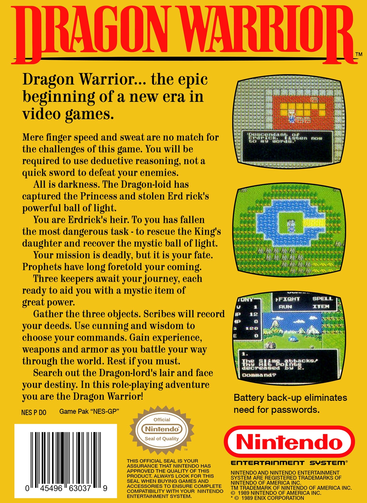 Dragon Warrior NES - Video Game - Used - CaveGamers - Image 2
