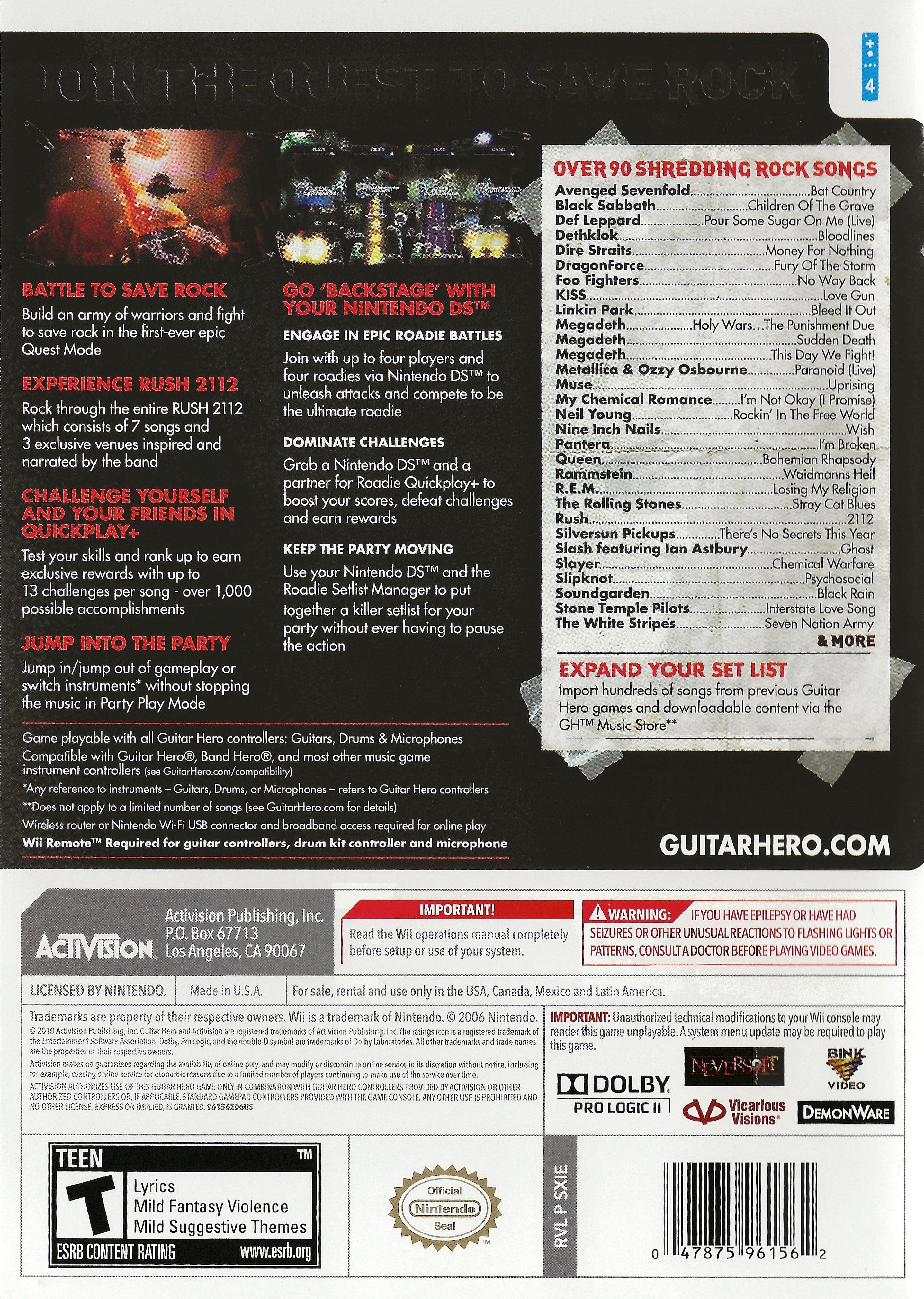 Guitar Hero: Warriors of Rock Wii - Video Game - Used - CaveGamers - Image 2
