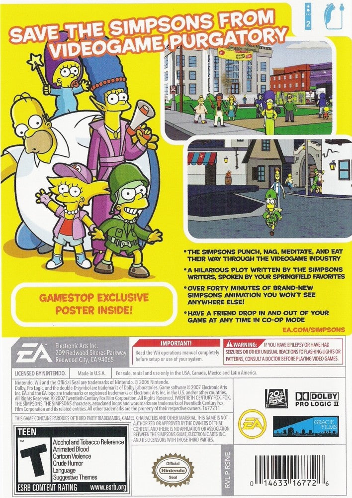 The Simpsons Game Wii - Video Game - Used - CaveGamers - Image 2