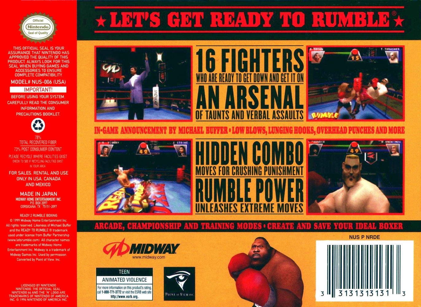 Ready 2 Rumble Boxing N64 - Video Game - Used - CaveGamers - Image 2