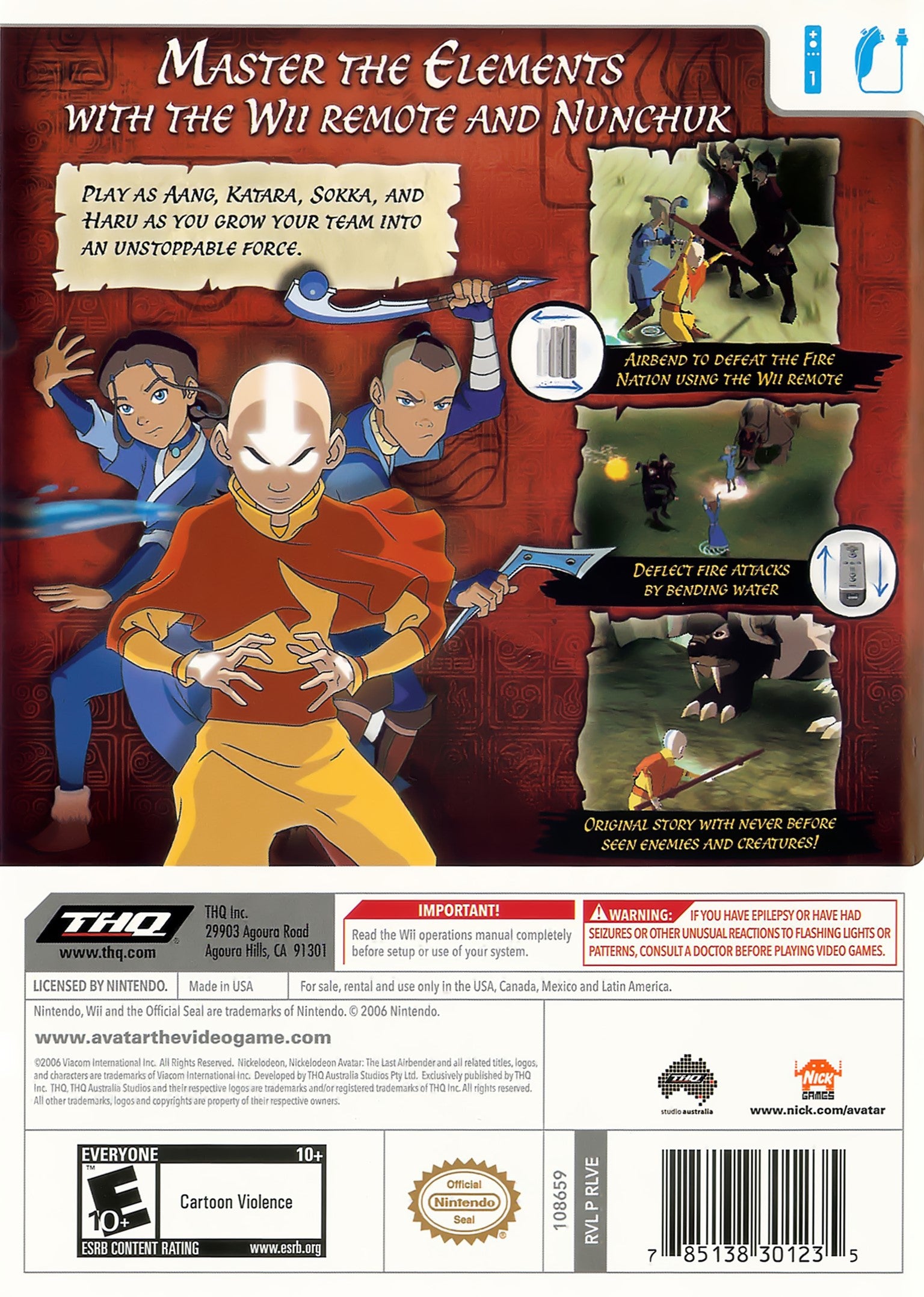 Avatar: The Last Airbender Wii - Video Game - Used - CaveGamers - Image 2