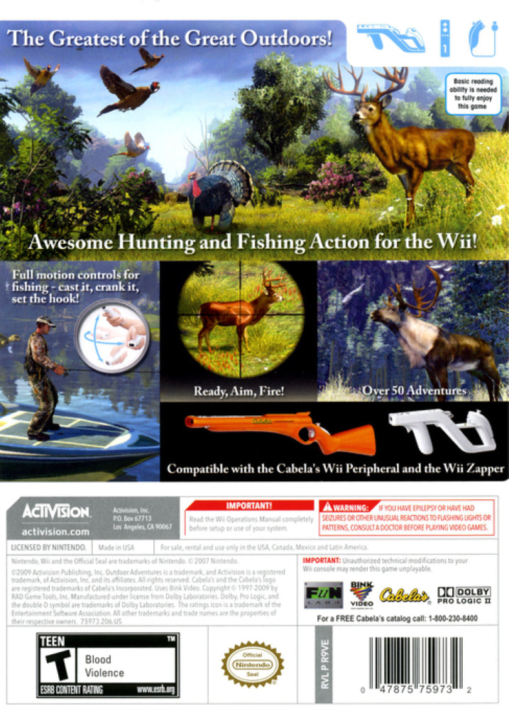 Cabela's Outdoor Adventures Wii - Video Game - Used - CaveGamers - Image 2