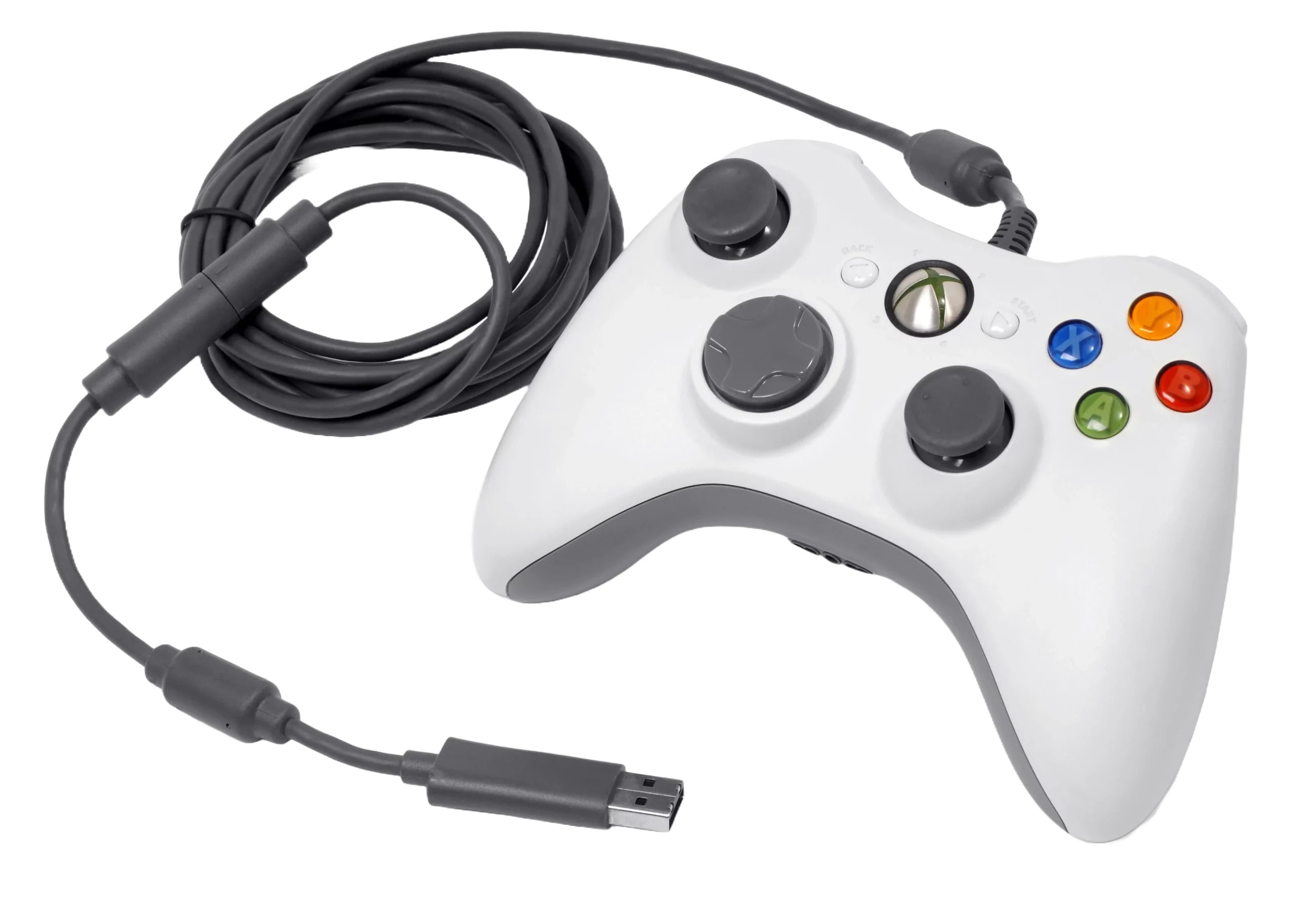 Xbox 360 Wired Controller - White - Video Game Accessory - Used - CaveGamers