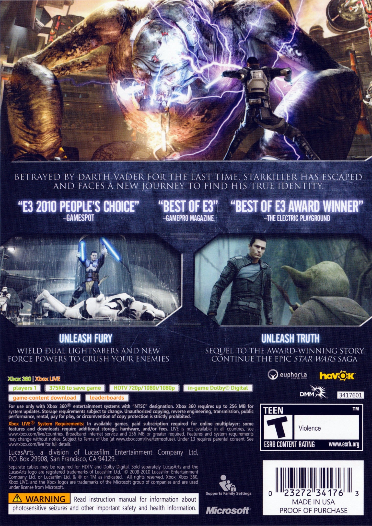 Star Wars: The Force Unleashed II Xbox 360 - Video Game - Used - CaveGamers - Image 2