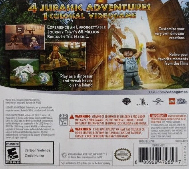 LEGO Jurassic World 3DS - Video Game - Used - CaveGamers - Image 2