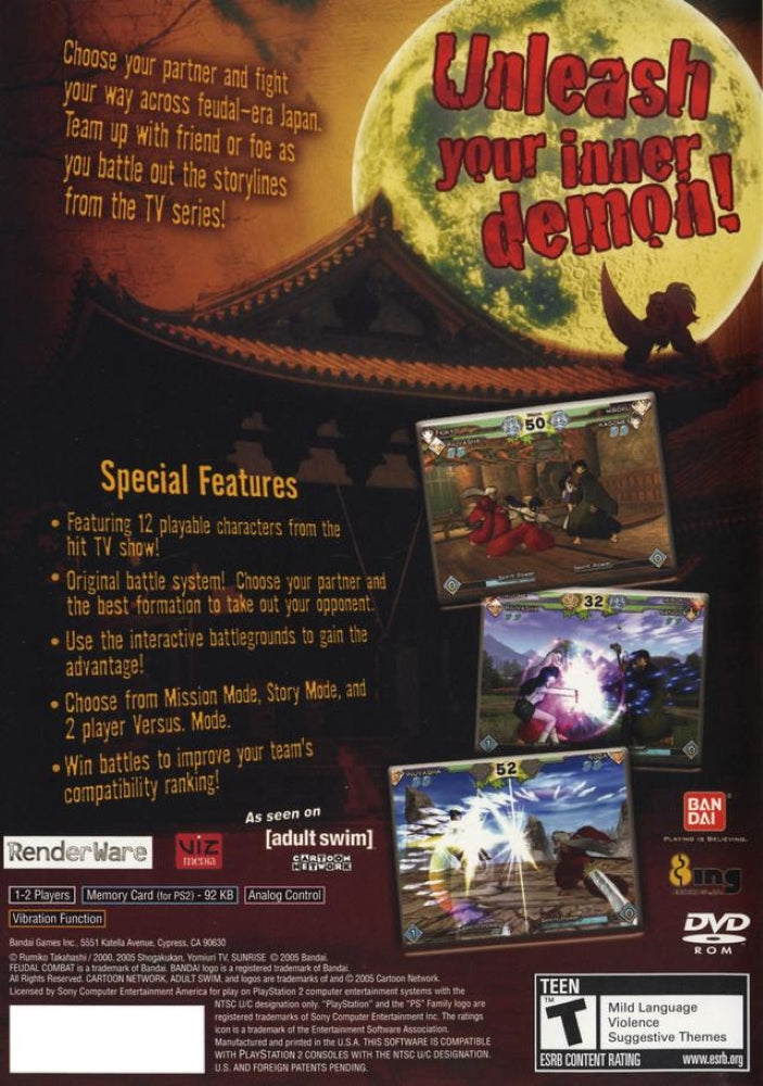Inuyasha - Feudal Combat PS2 - Video Game - Used - CaveGamers - Image 2