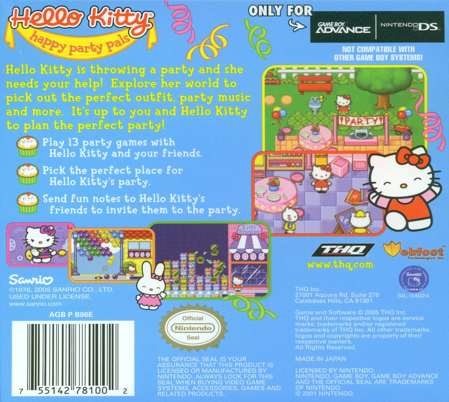 Hello Kitty: Happy Party Pals Game Boy Advance - Video Game - Used - CaveGamers - Image 2