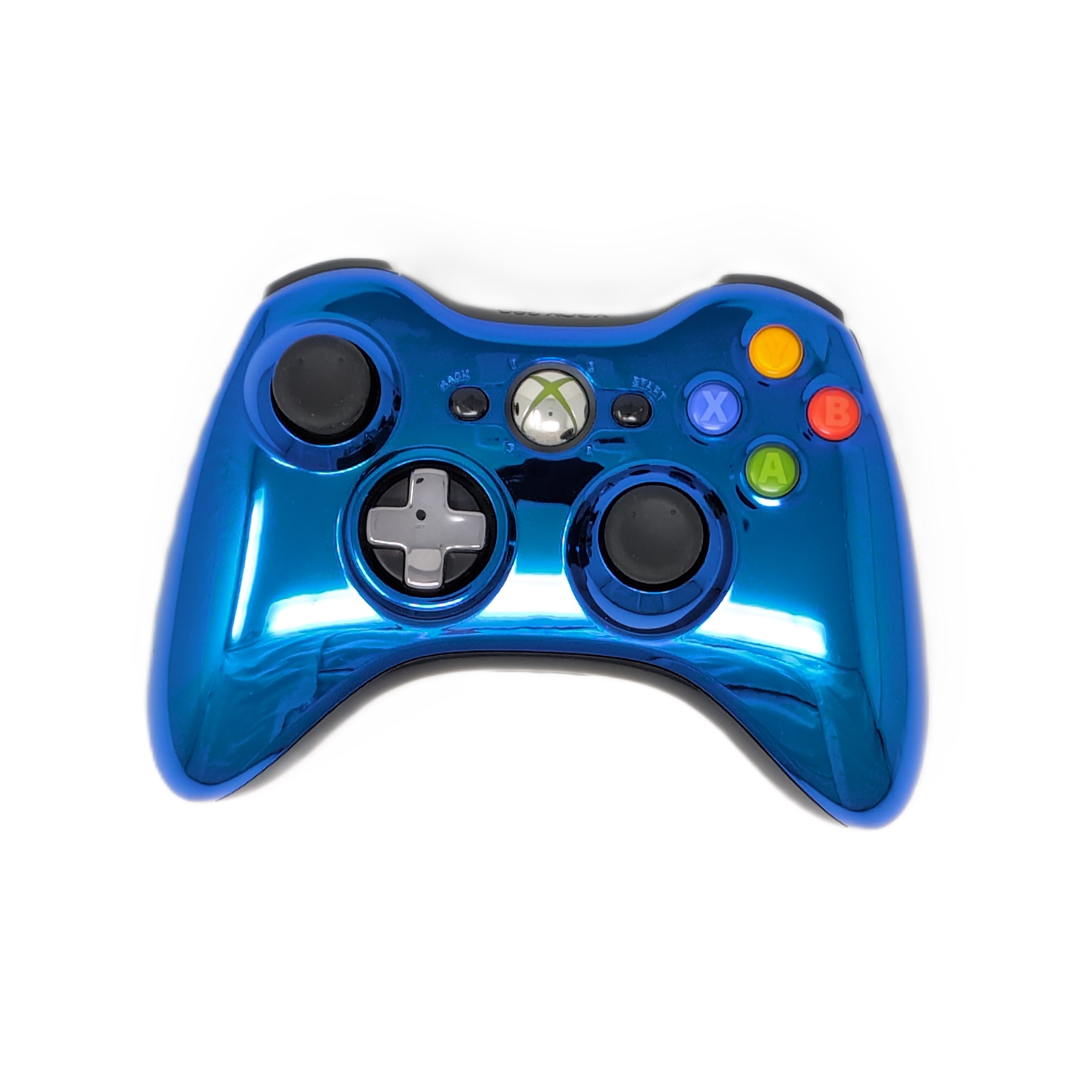 Xbox 360 Wireless Controller - Chrome Blue - Video Game Accessory - Used - CaveGamers