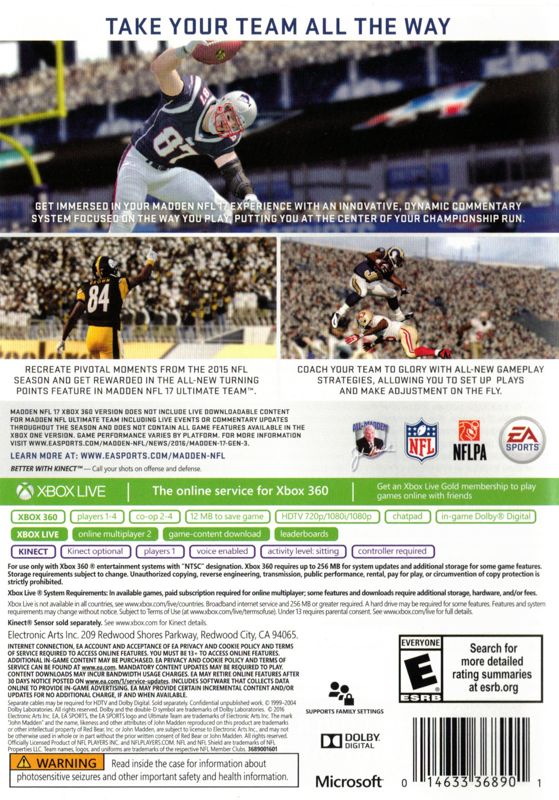 Madden NFL 17 Xbox 360 - Video Game - Used - CaveGamers - Image 2