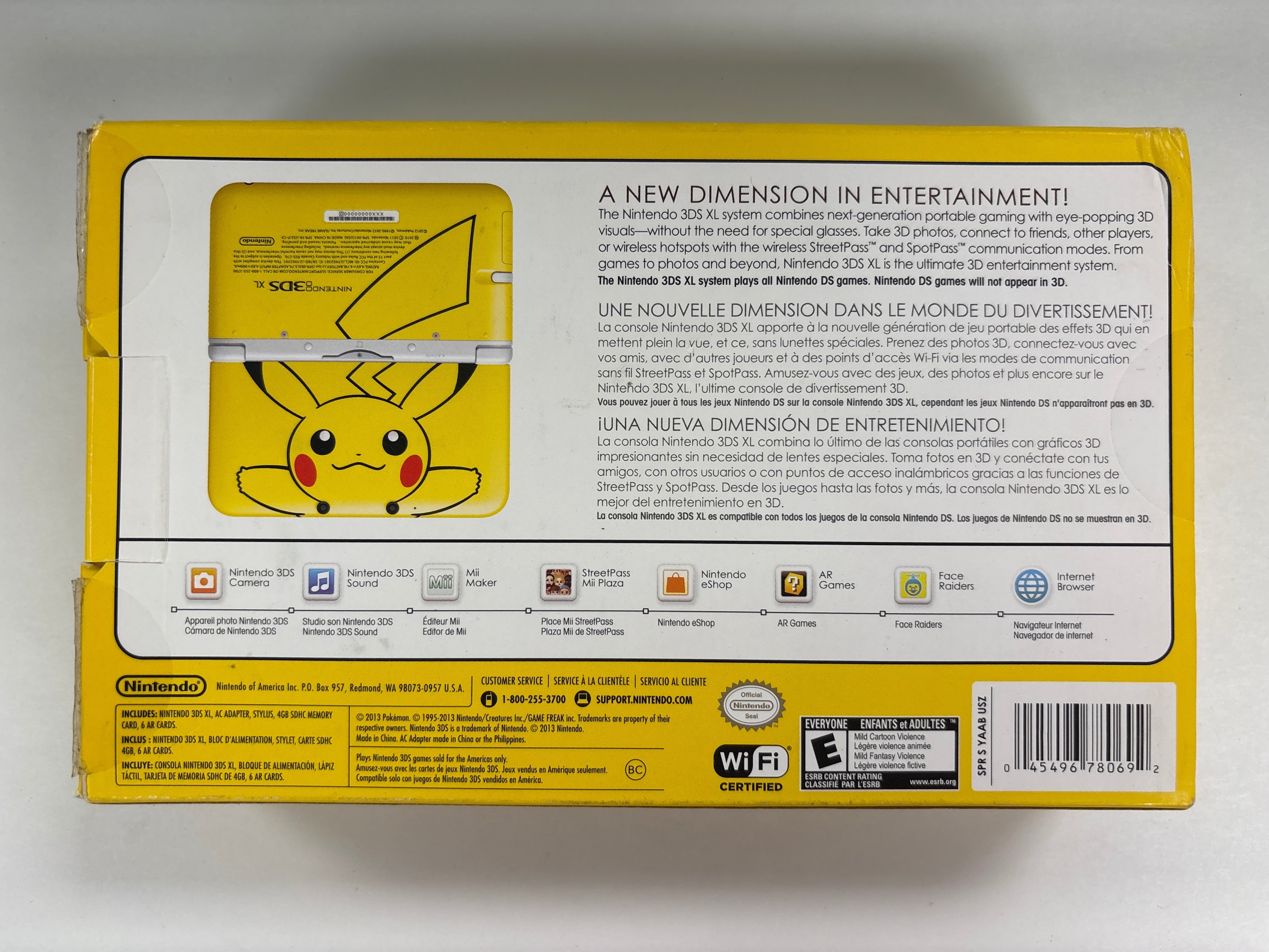 Nintendo 3DS XL Pikachu Edition Yellow Box Only No Handheld