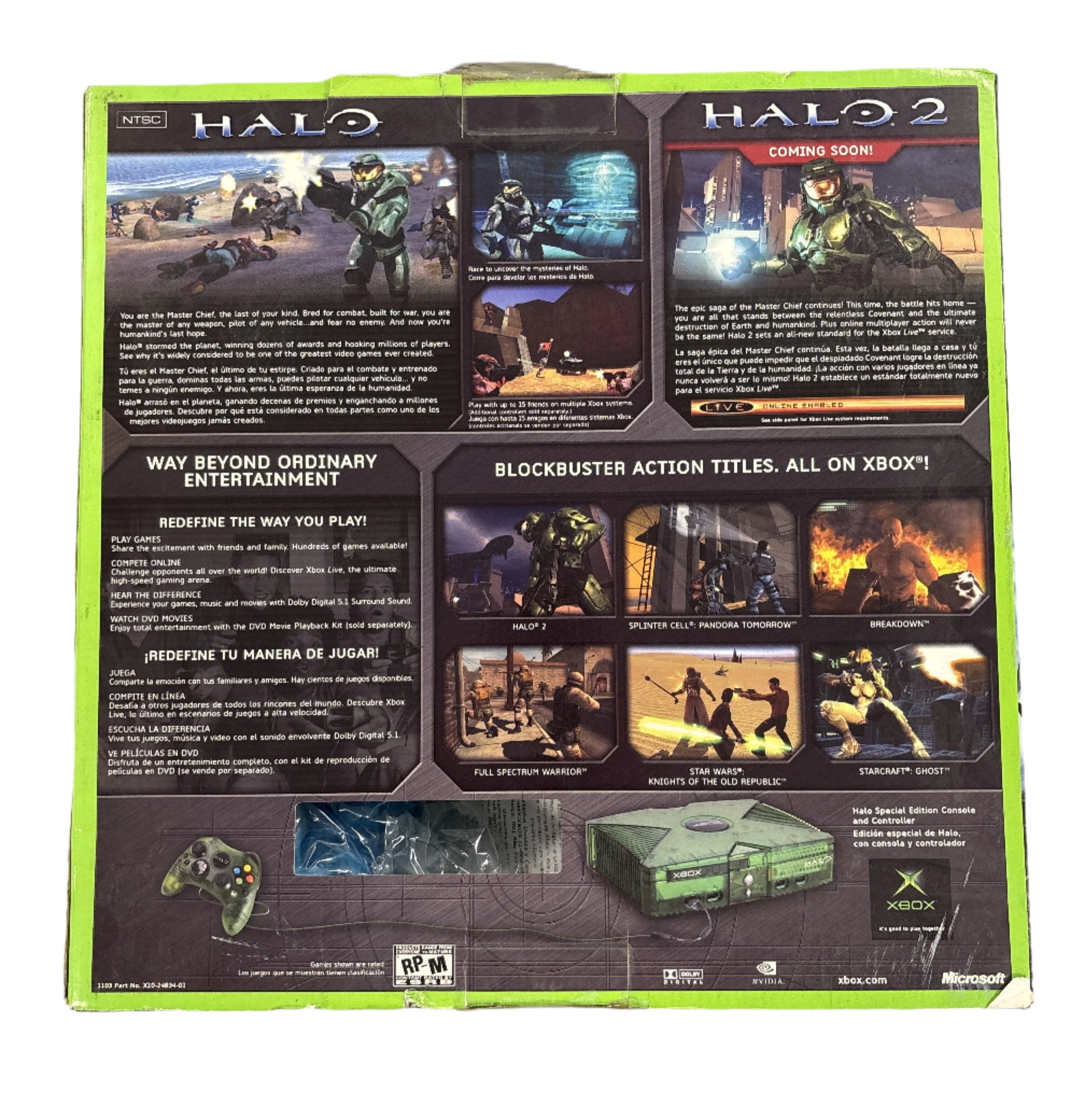 Halo Special Edition Green Console - Microsoft Xbox Box & Inserts Only No Console