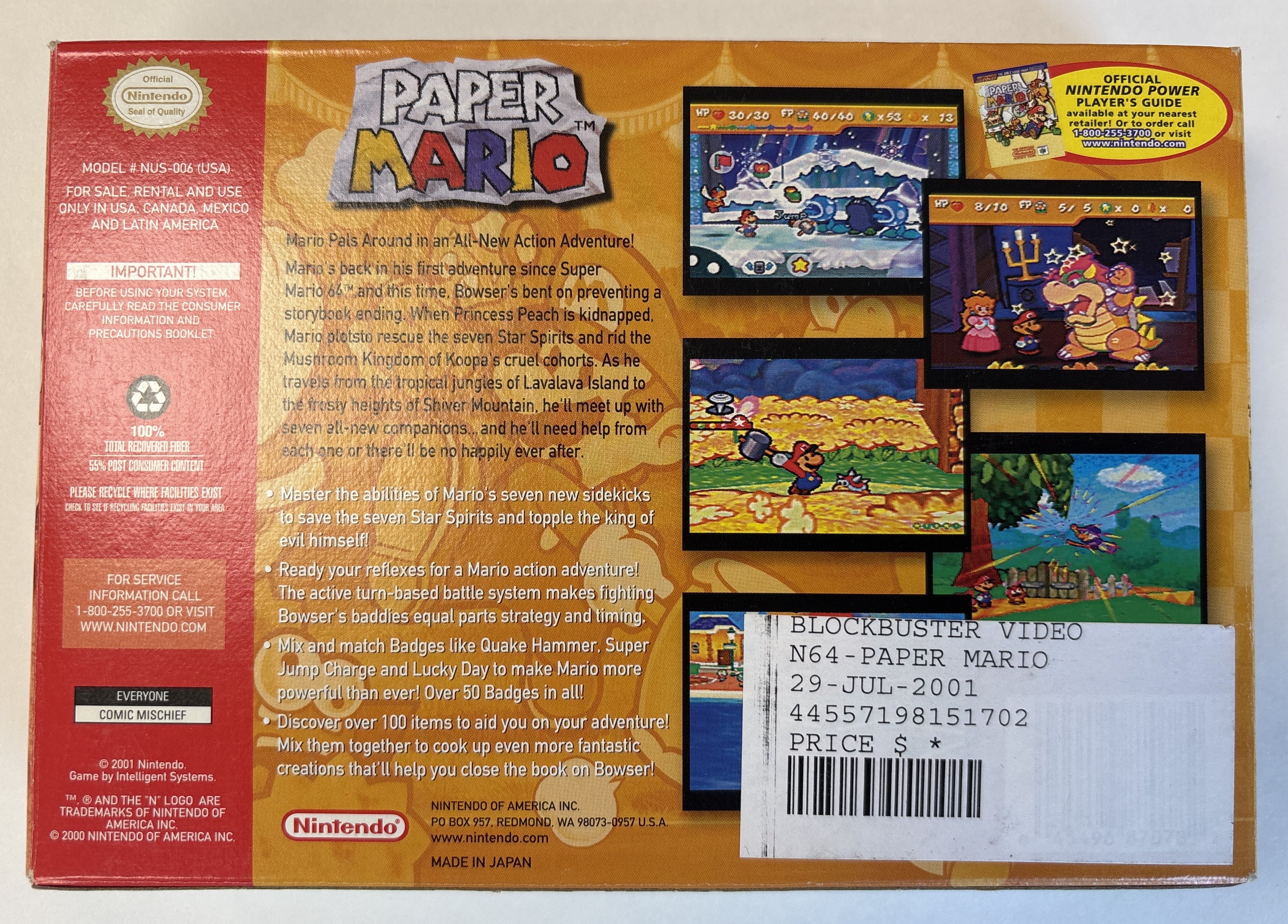 Paper Mario - Nintendo 64 N64 Box Only No Game Or Manual