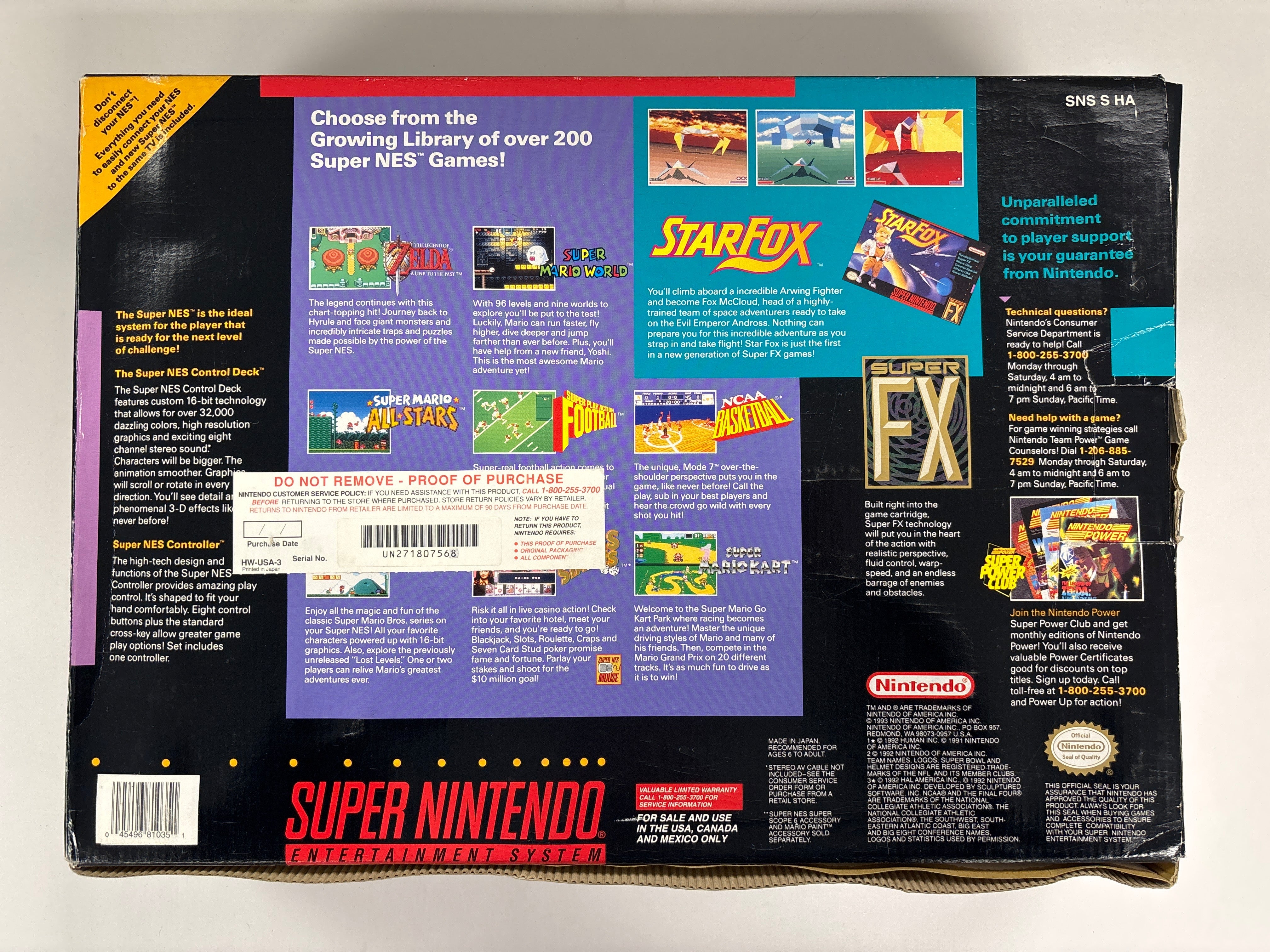 Super NES Control Set - Super Nintendo SNES Box Only