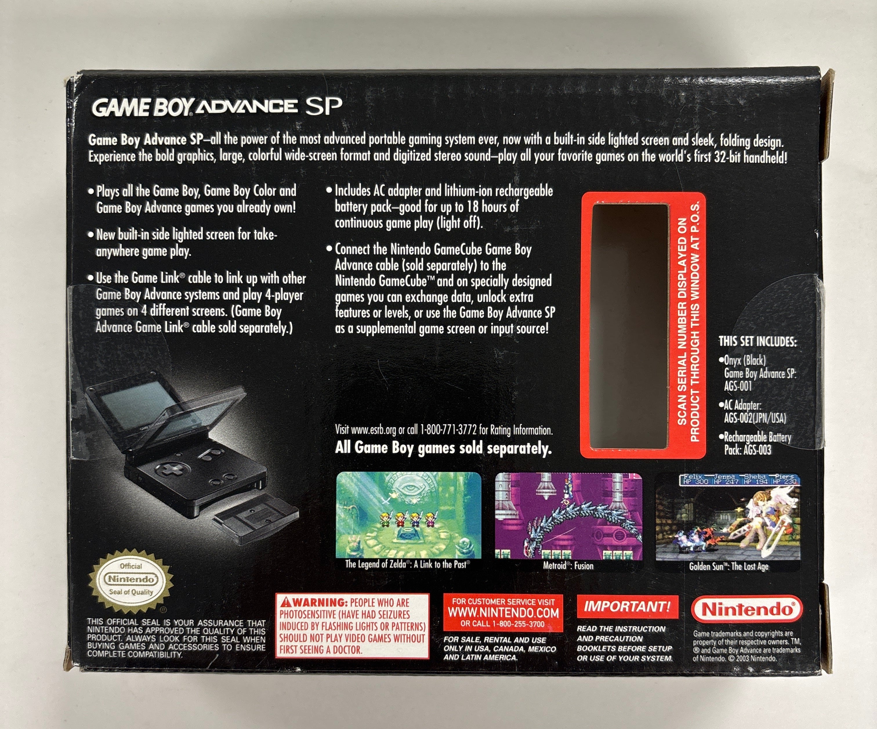 Nintendo Game Boy Advance SP Onyx Black Box Only No Handheld or Manuals
