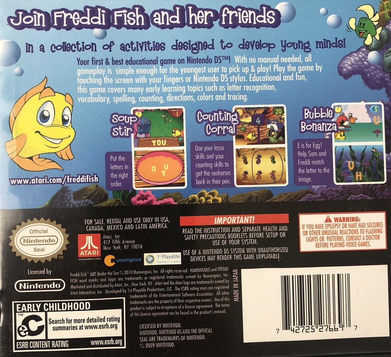 Freddi Fish ABC Under the Sea DS - Video Game - Used - CaveGamers - Image 2