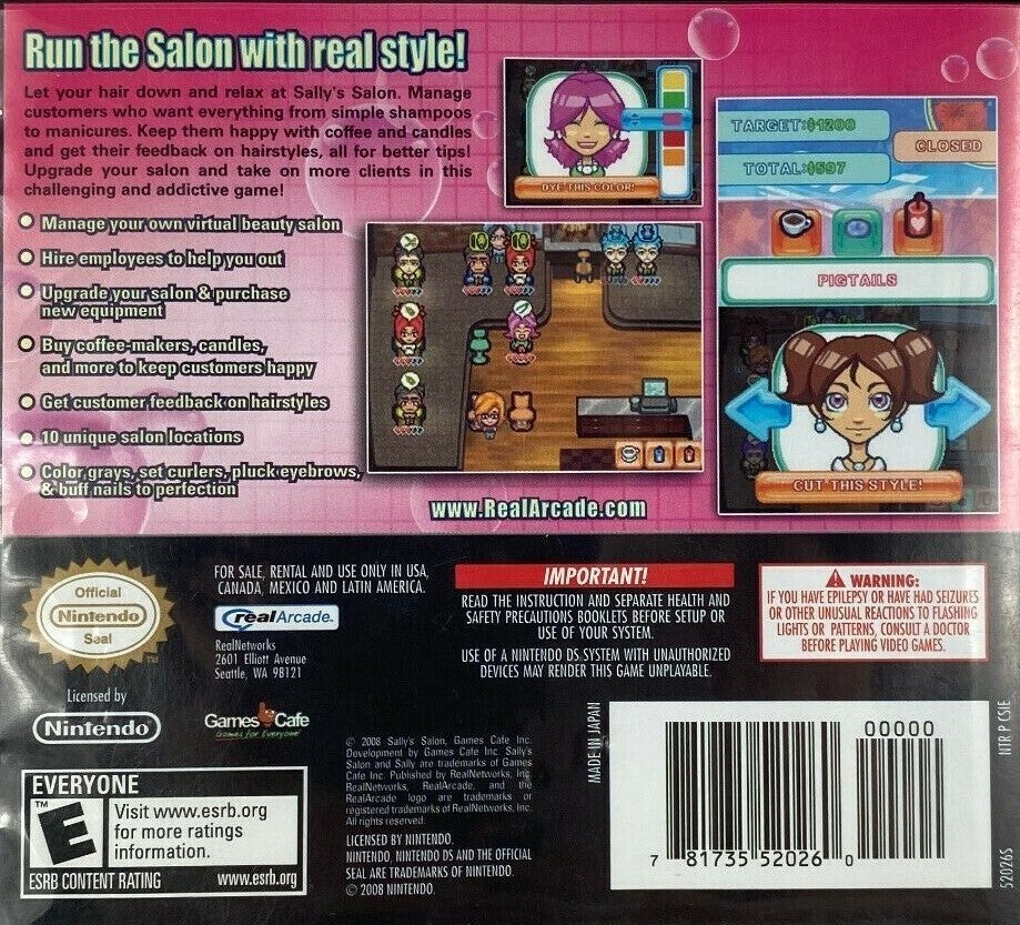 Sally's Salon DS - Video Game - Used - CaveGamers - Image 2