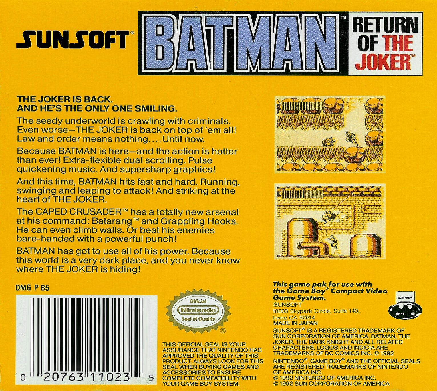 Batman: Return of the Joker Game Boy - Video Game - Used - CaveGamers - Image 2