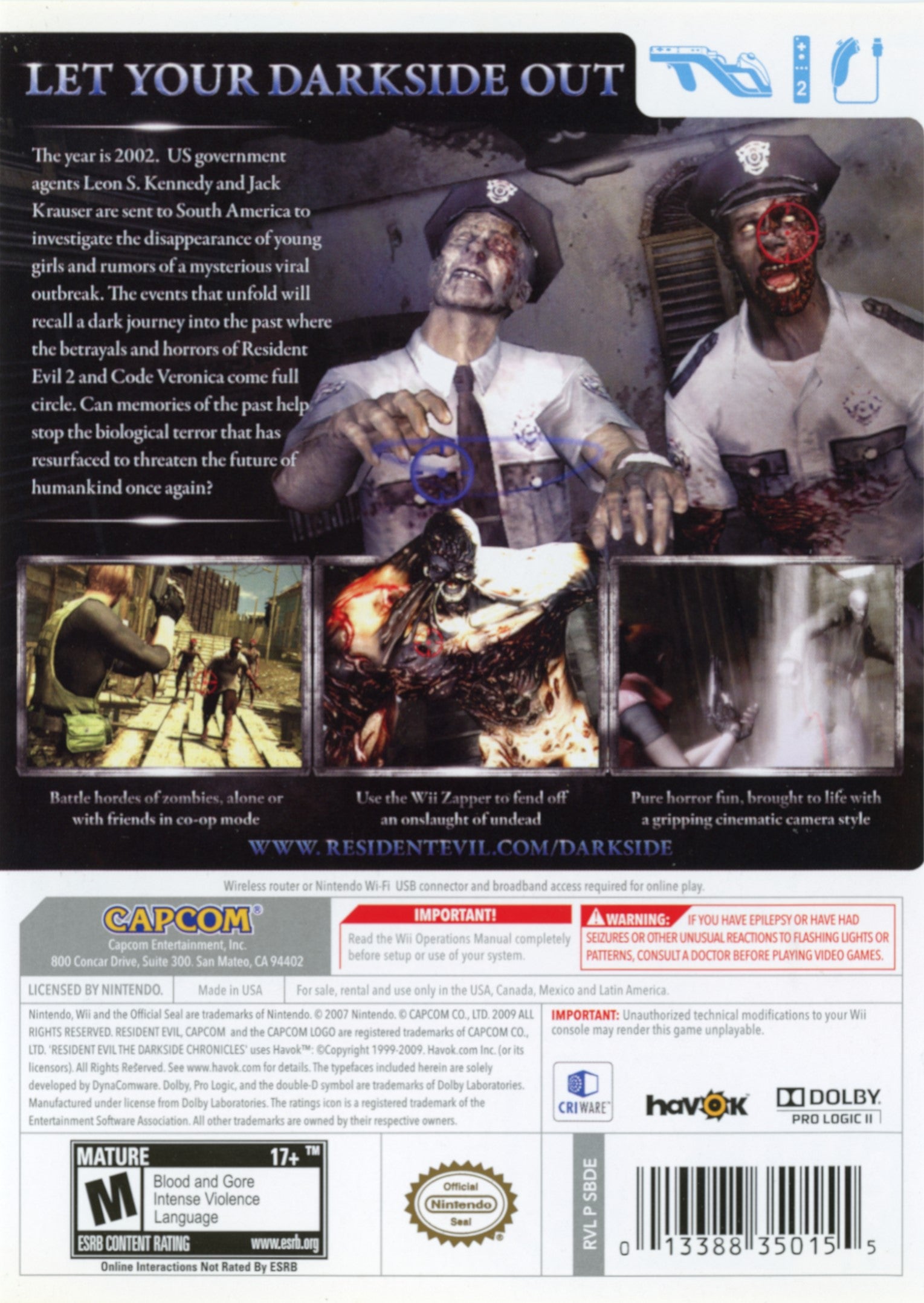 Resident Evil: The Darkside Chronicles Wii - Video Game - Used - CaveGamers - Image 2