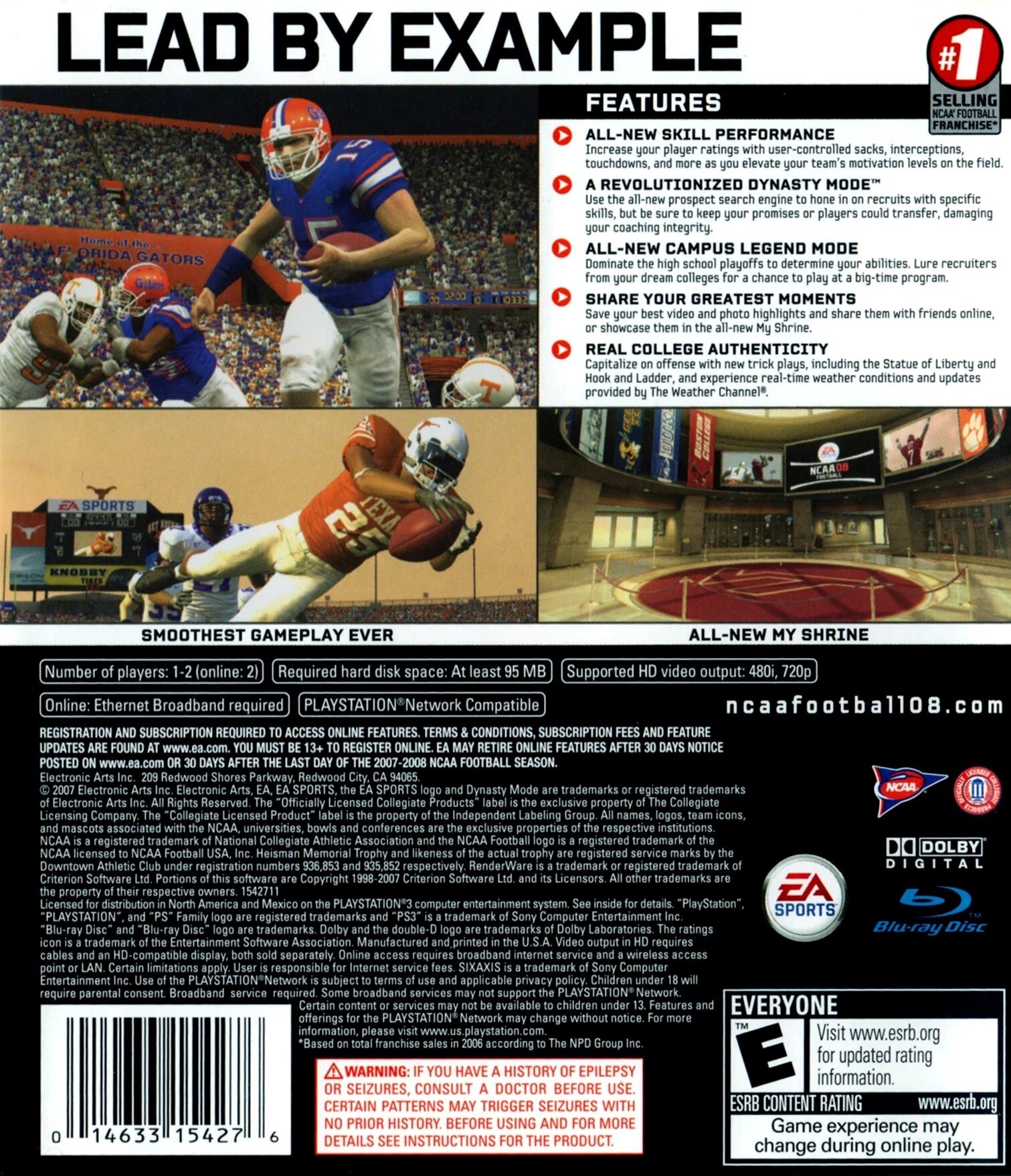 NCAA Football 08 PS3 - Video Game - Used - CaveGamers - Image 2