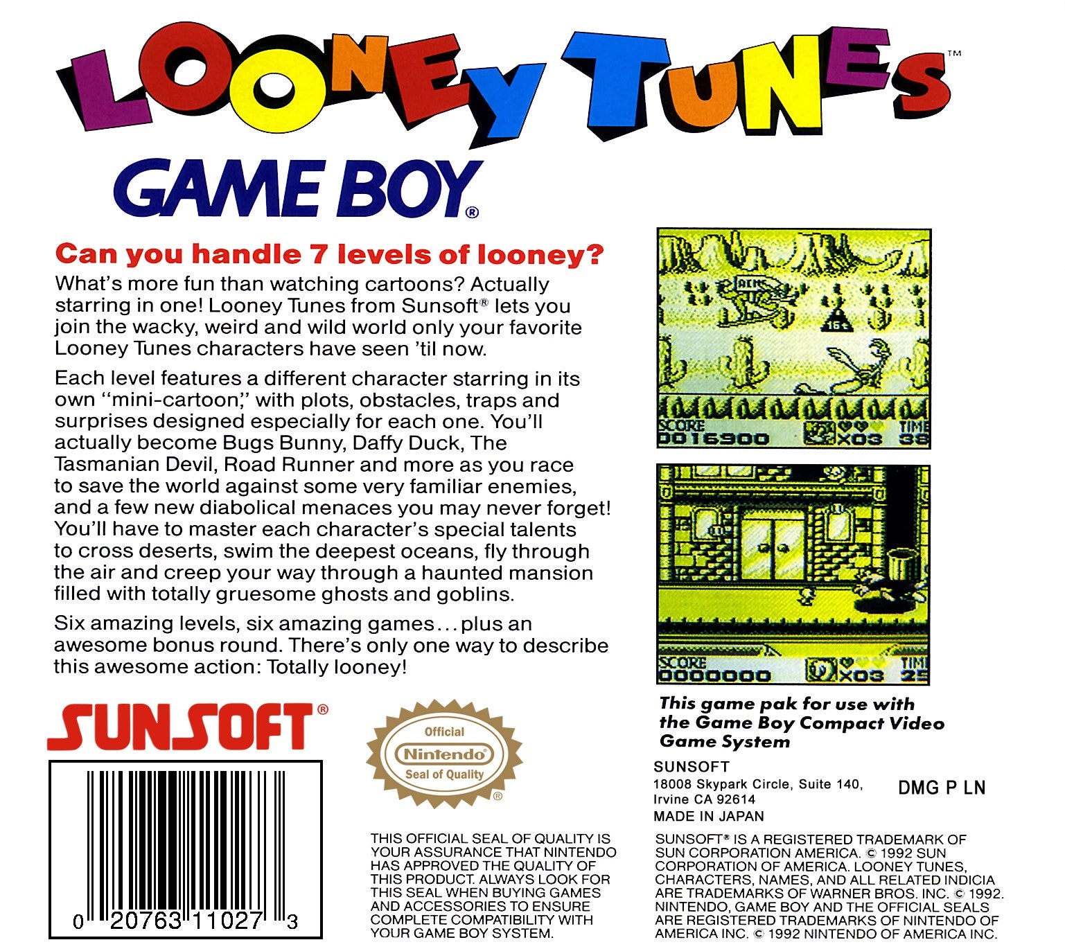 Looney Tunes Game Boy - Video Game - Used - CaveGamers - Image 2