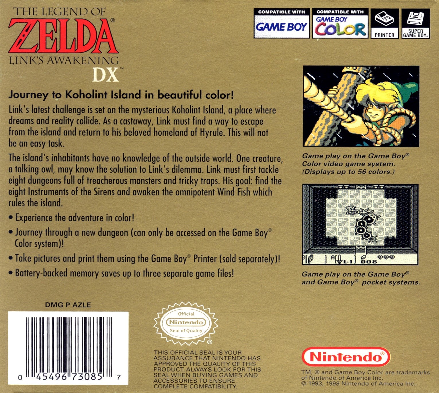 The Legend of Zelda: Link's Awakening DX Game Boy Color - Video Game - Used - CaveGamers - Image 2
