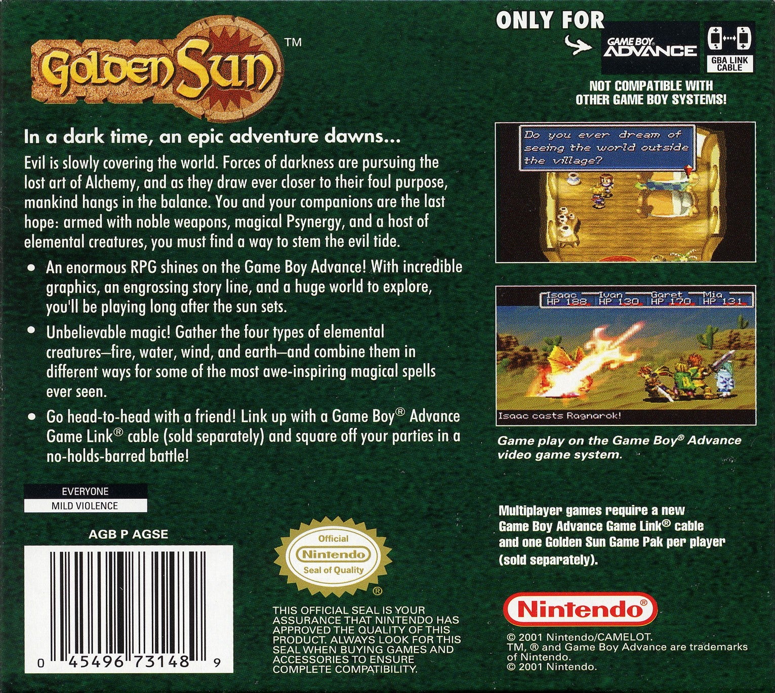 Golden Sun Game Boy Advance - Video Game - Used - CaveGamers - Image 2