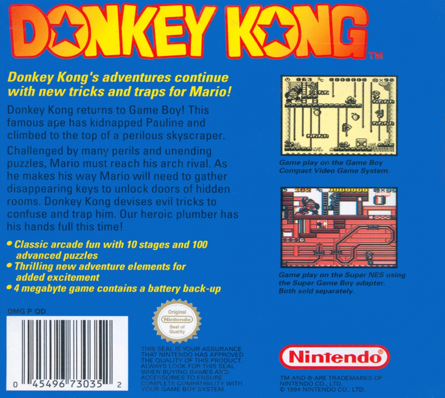 Donkey Kong Game Boy - Video Game - Used - CaveGamers - Image 2