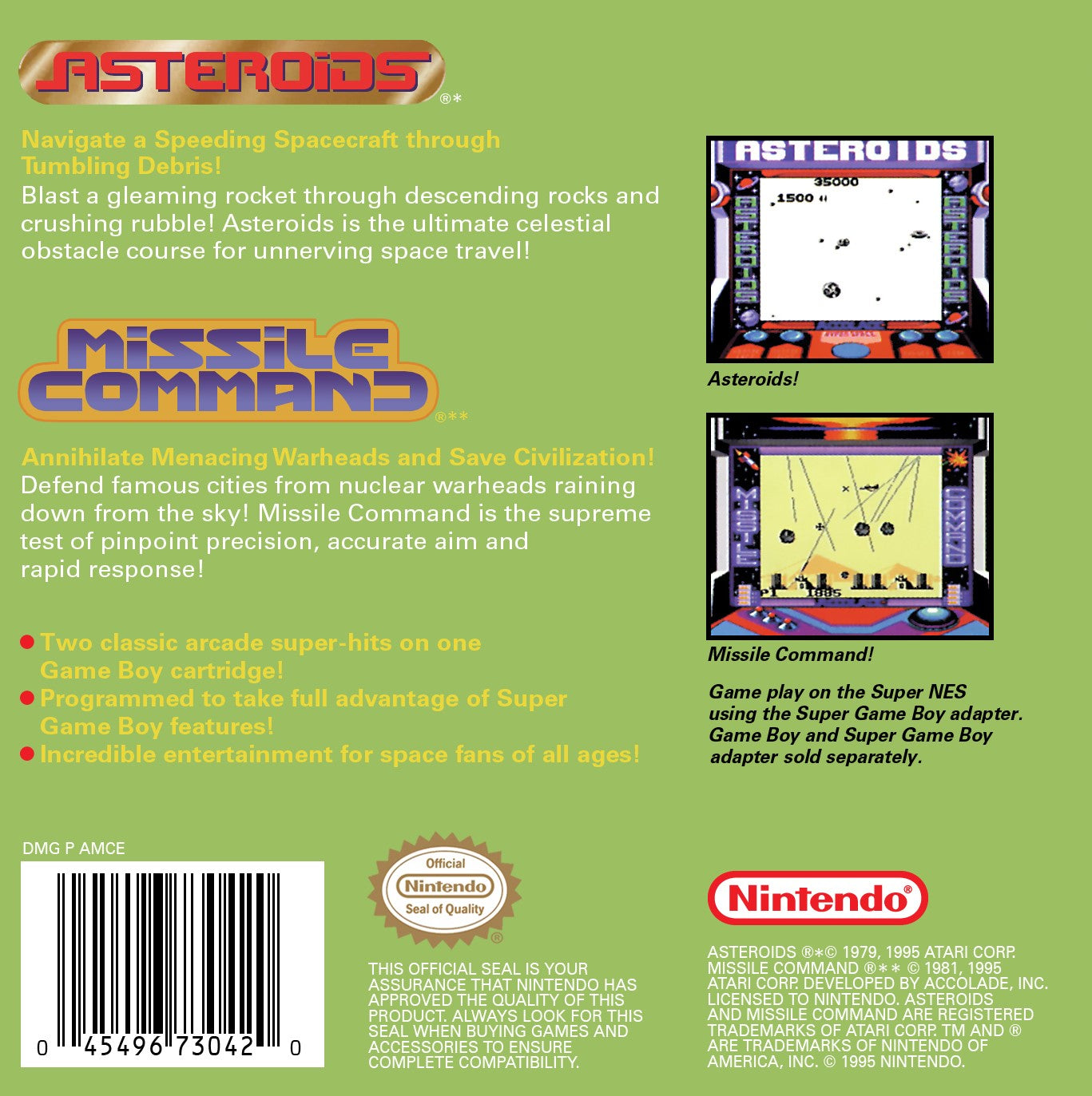 Arcade Classic 1: Asteroids & Missile Command Game Boy - Video Game - Used - CaveGamers - Image 2