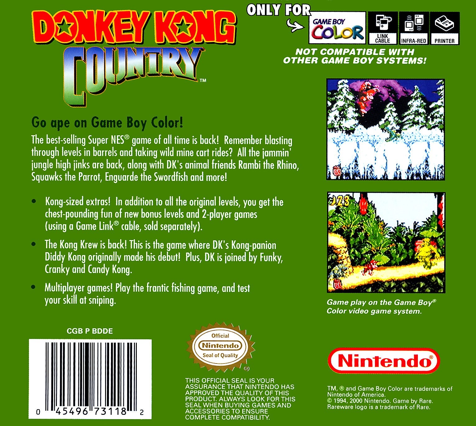 Donkey Kong Country Game Boy Color - Video Game - Used - CaveGamers - Image 2