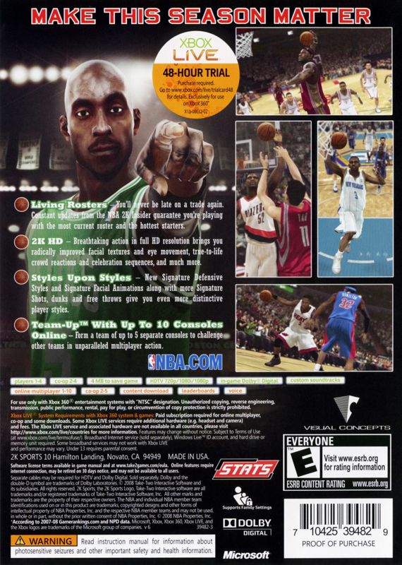 NBA 2K9 Xbox 360 - Video Game - Used - CaveGamers - Image 2