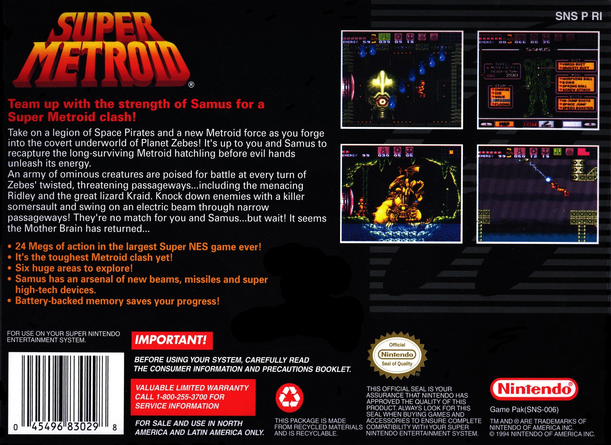 Super Metroid SNES - Video Game - Used - CaveGamers - Image 2
