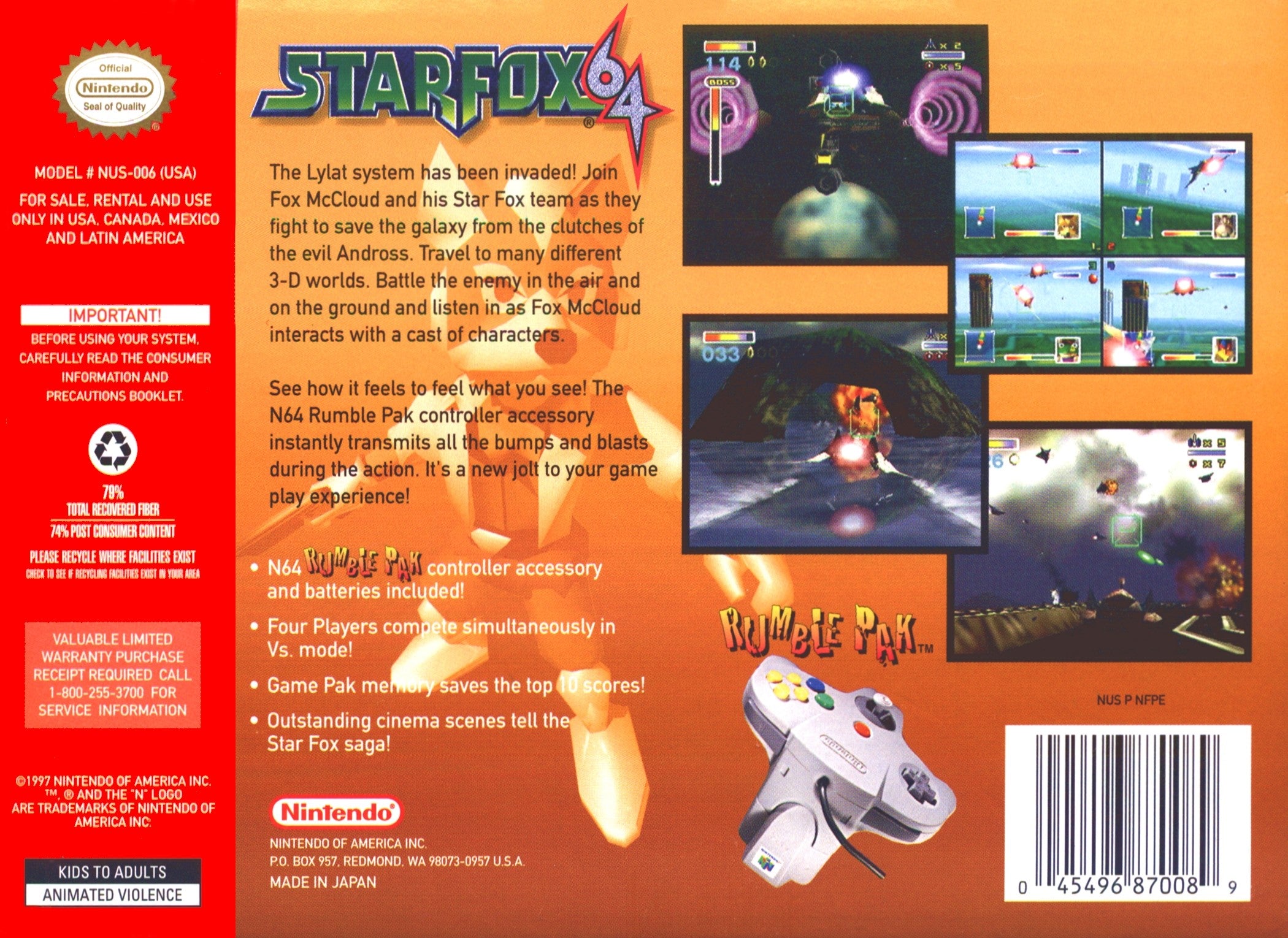 Star Fox 64 N64 - Video Game - Used - CaveGamers - Image 2