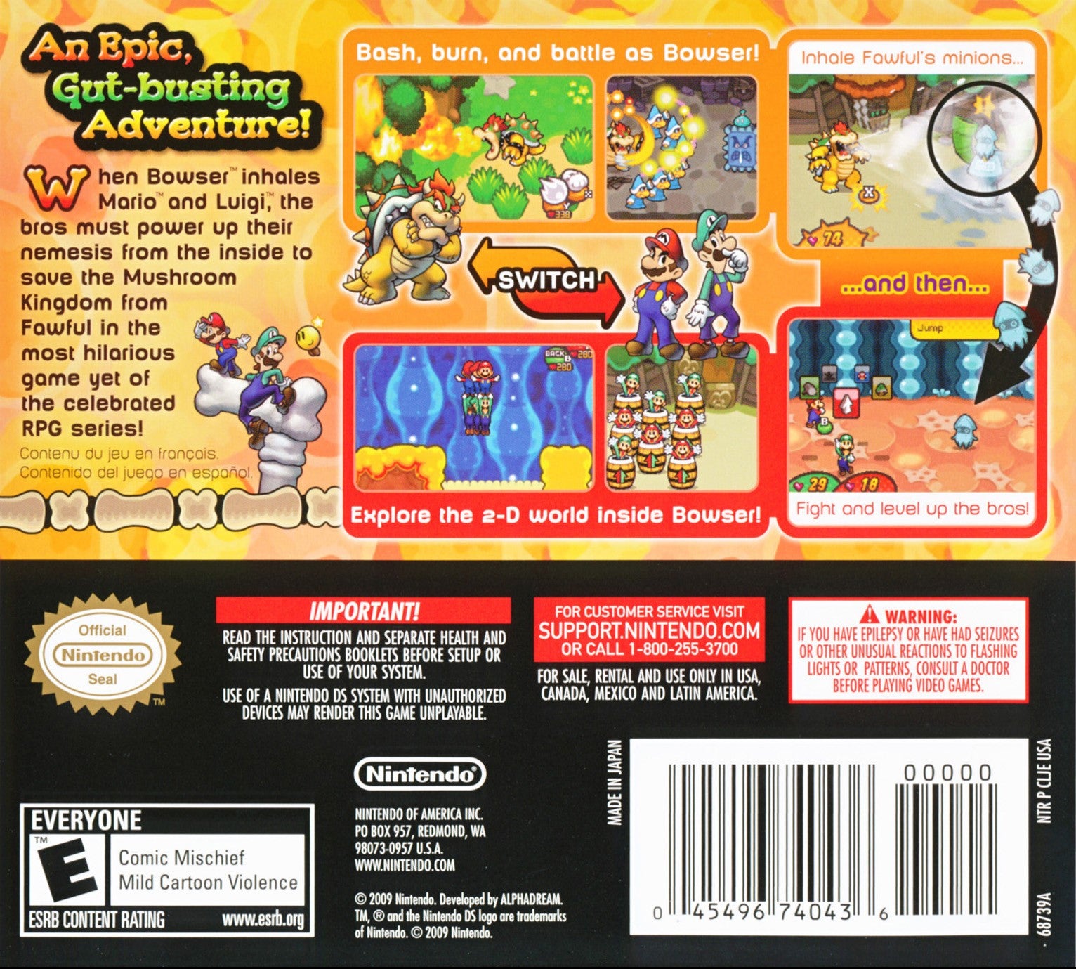 Mario & Luigi Bowser's Inside Story DS - Video Game - Used - CaveGamers - Image 2