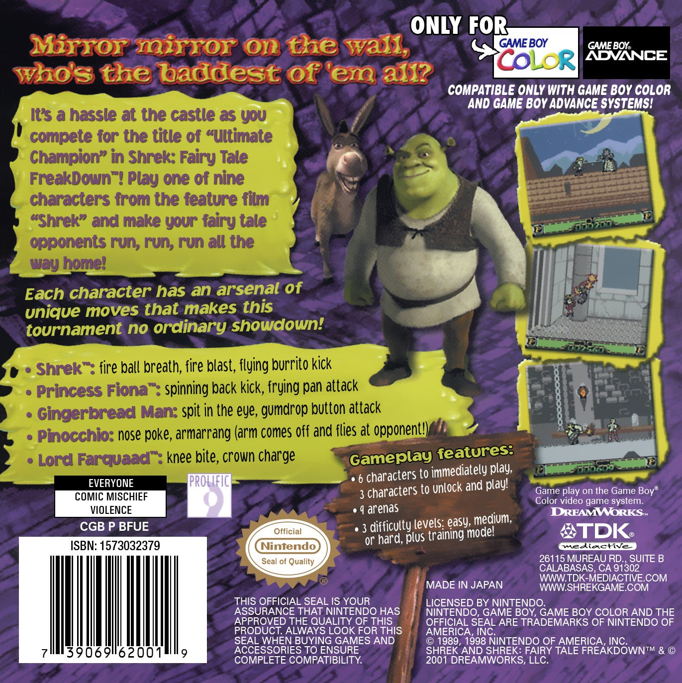 Shrek Fairy Tale FreakDown Game Boy Color - Video Game - Used - CaveGamers - Image 2