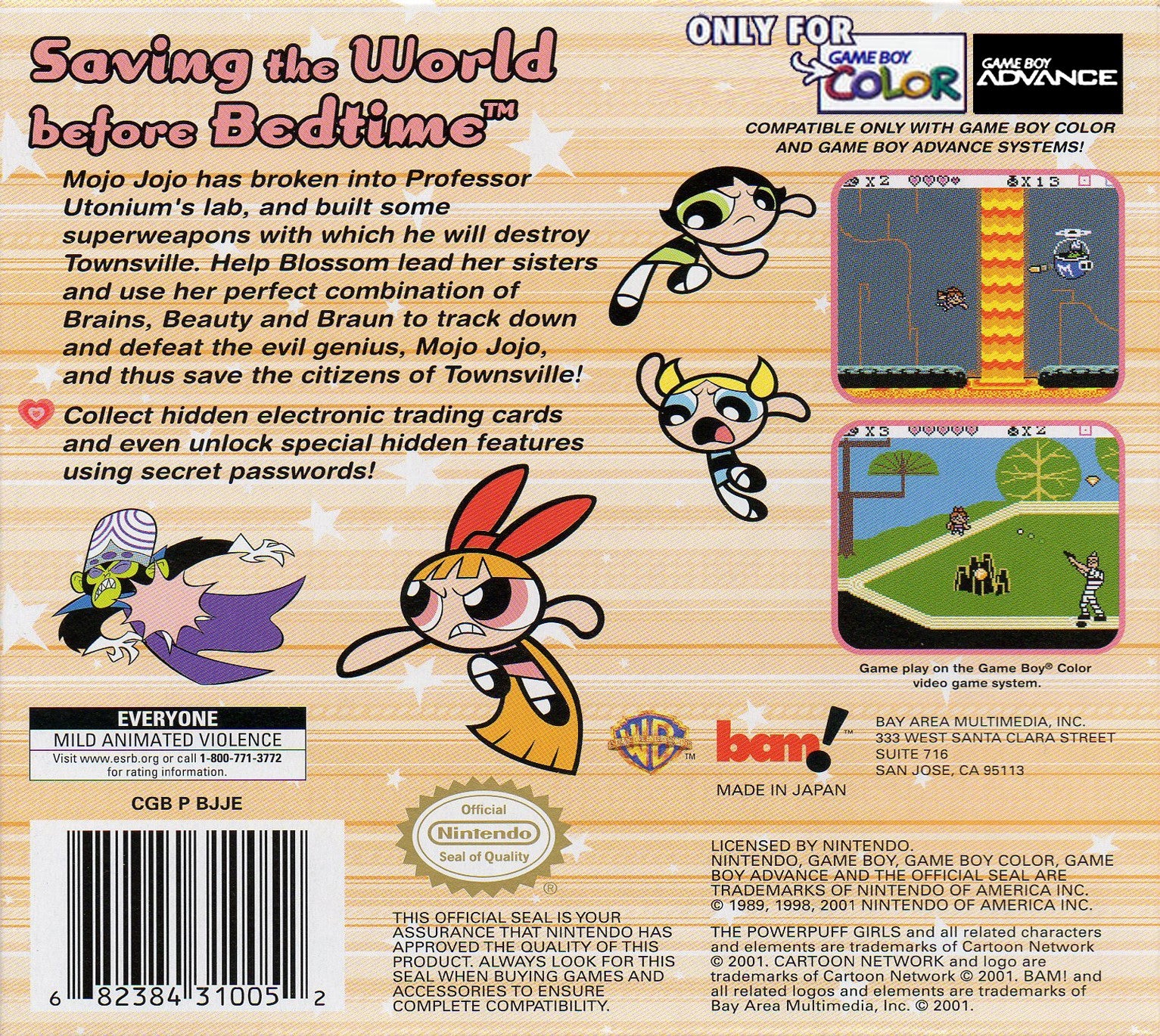 The Powerpuff Girls Bad Mojo Jojo Game Boy Color - Video Game - Used - CaveGamers - Image 2