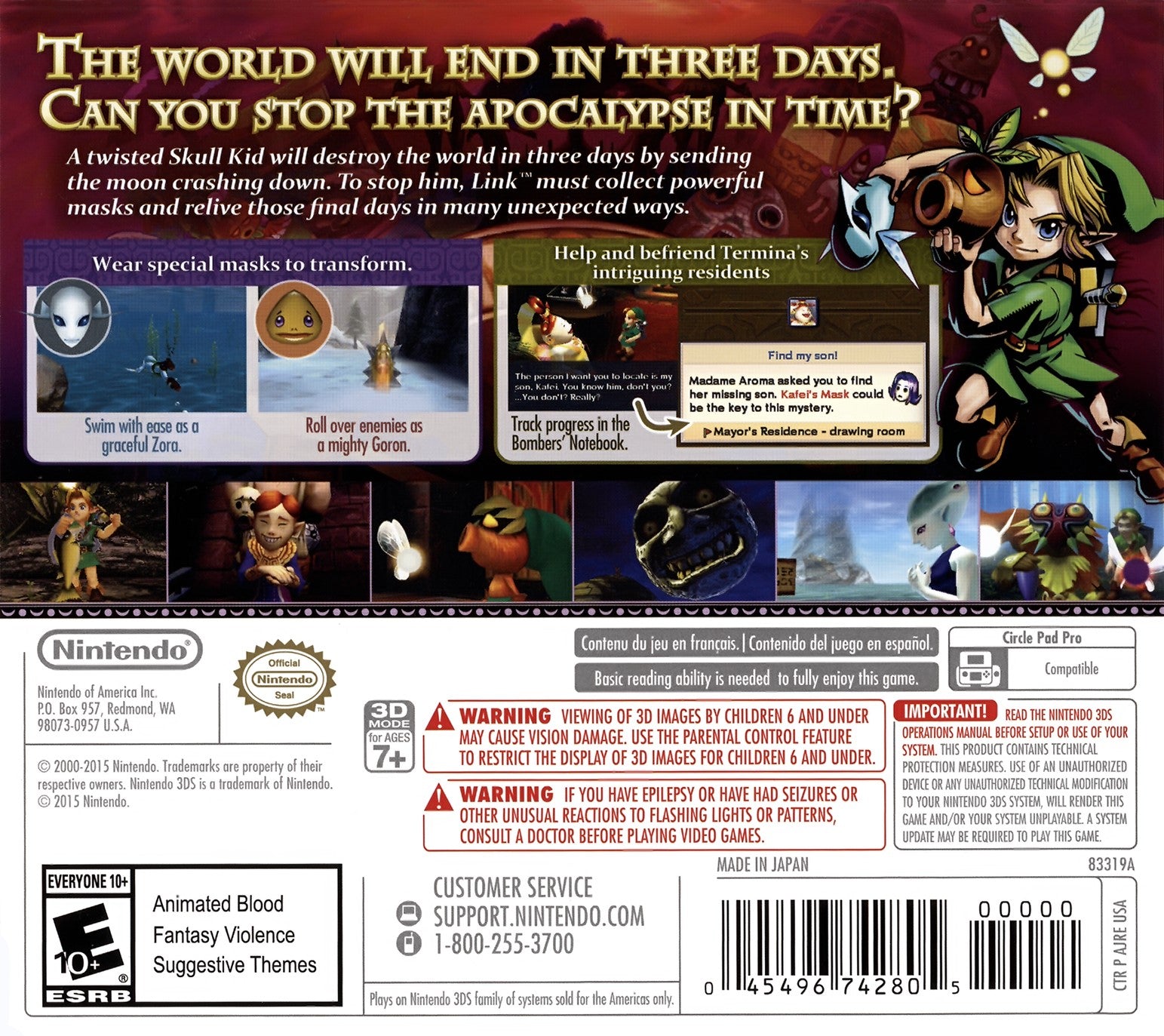 The Legend of Zelda: Majora's Mask 3D 3DS - Video Game - Used - CaveGamers - Image 2