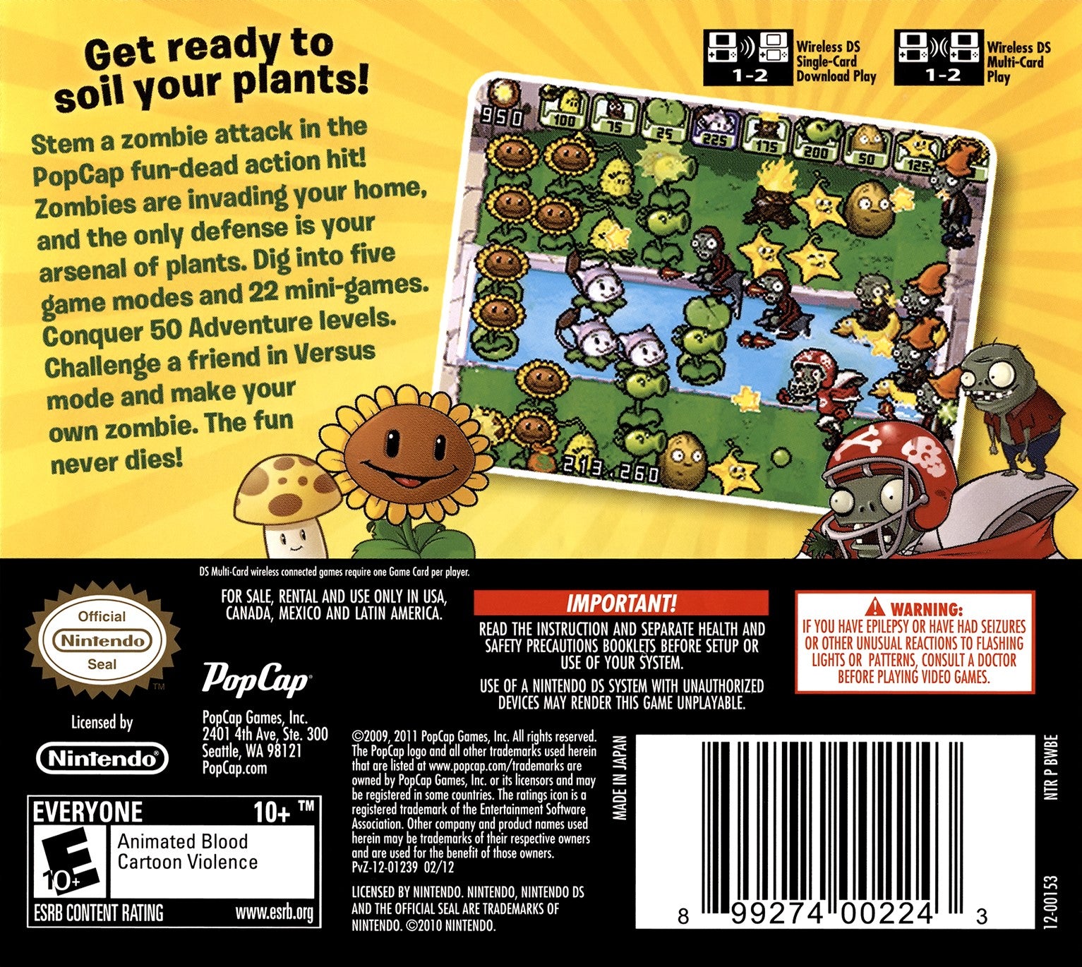 Plants Vs. Zombies DS - Video Game - Used - CaveGamers - Image 2