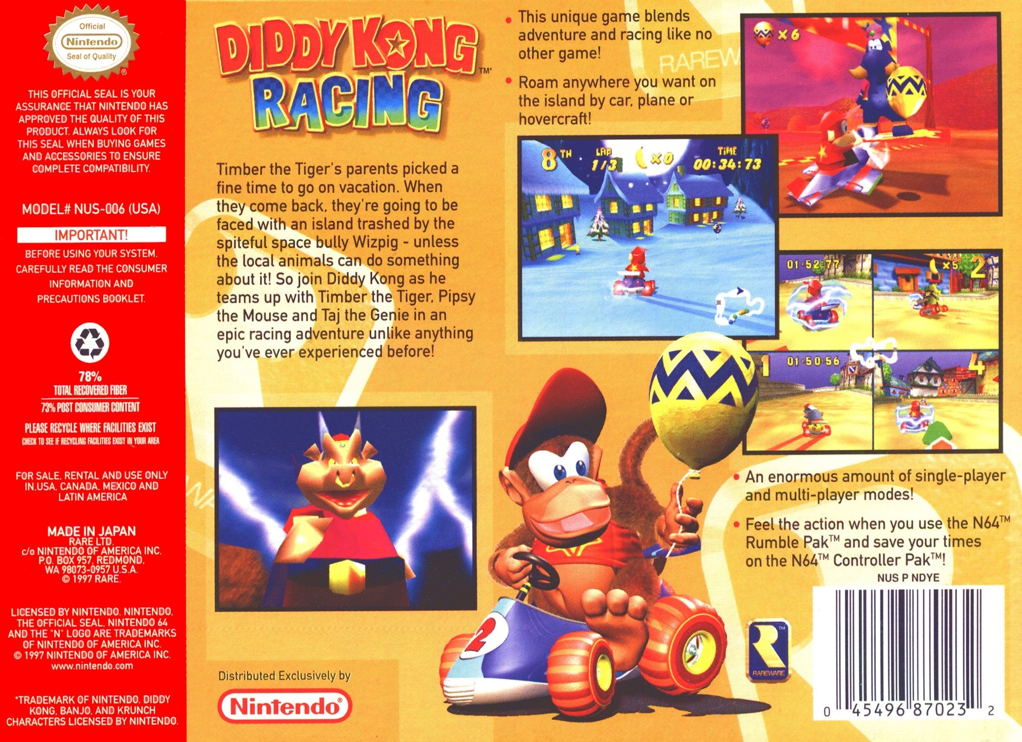 Diddy Kong Racing N64 - Video Game - Used - CaveGamers - Image 2