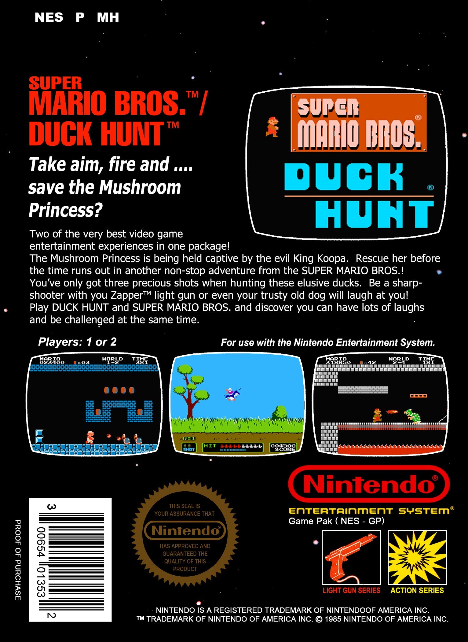 Super Mario Bros. / Duck Hunt NES - Video Game - Used - CaveGamers - Image 2
