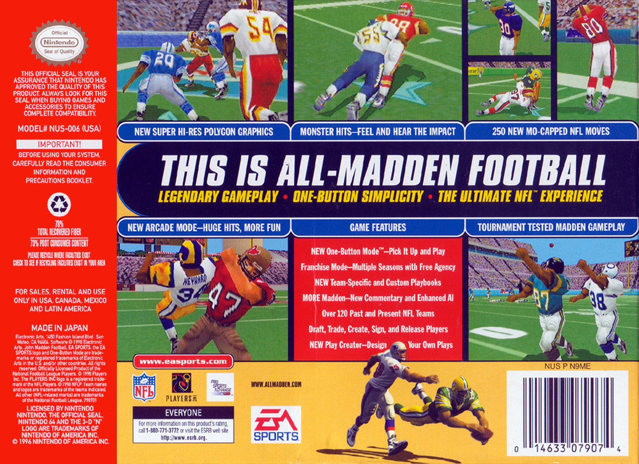Madden NFL 99 N64 - Video Game - Used - CaveGamers - Image 2