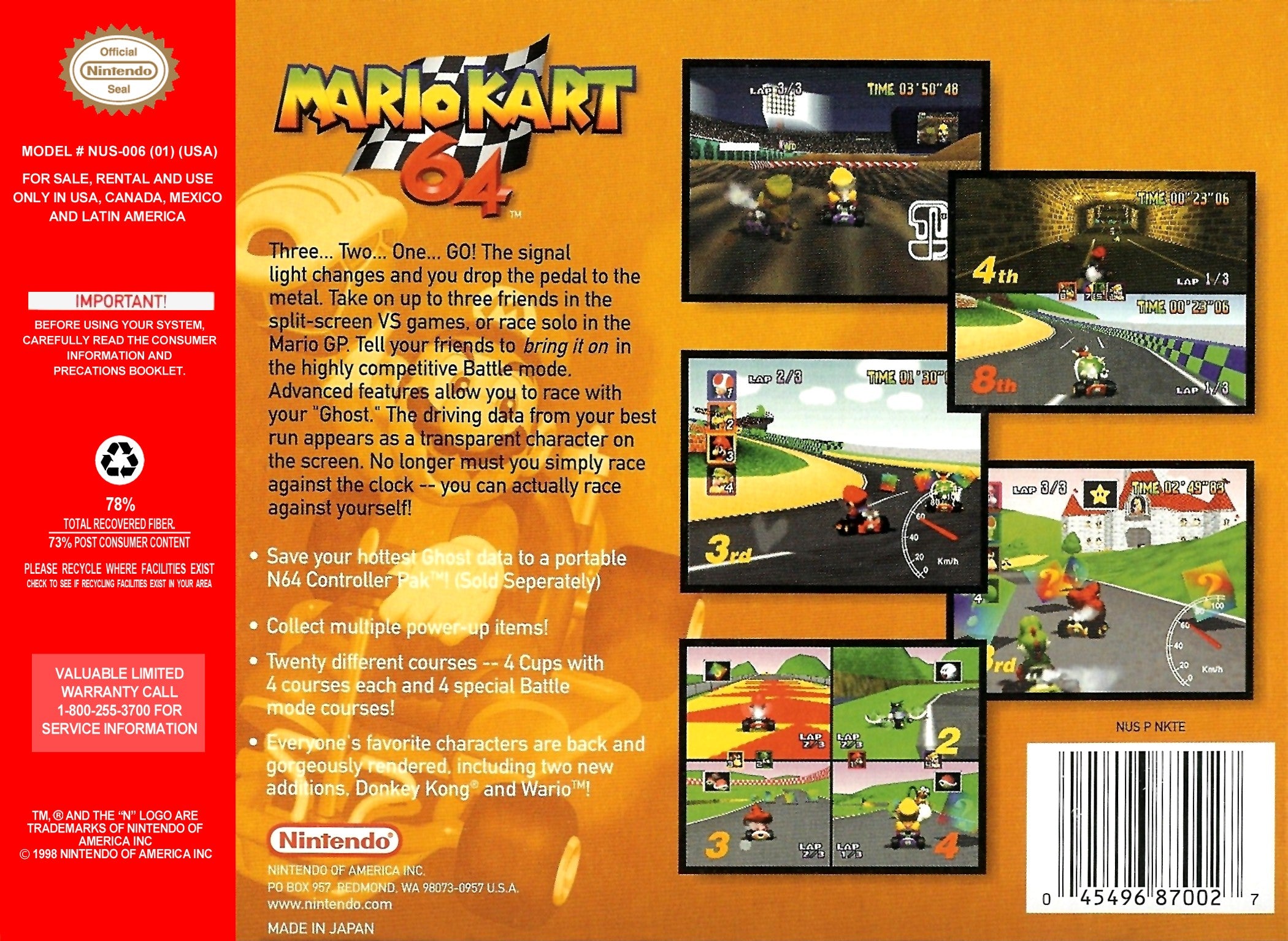 Mario Kart 64 N64 - Video Game - Used - CaveGamers - Image 2