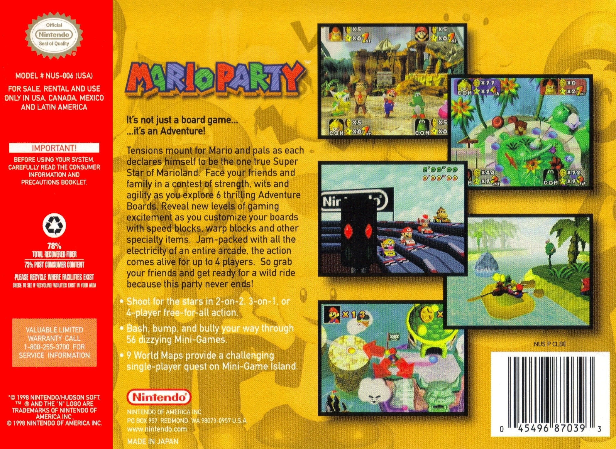 Mario Party N64 - Video Game - Used - CaveGamers - Image 2