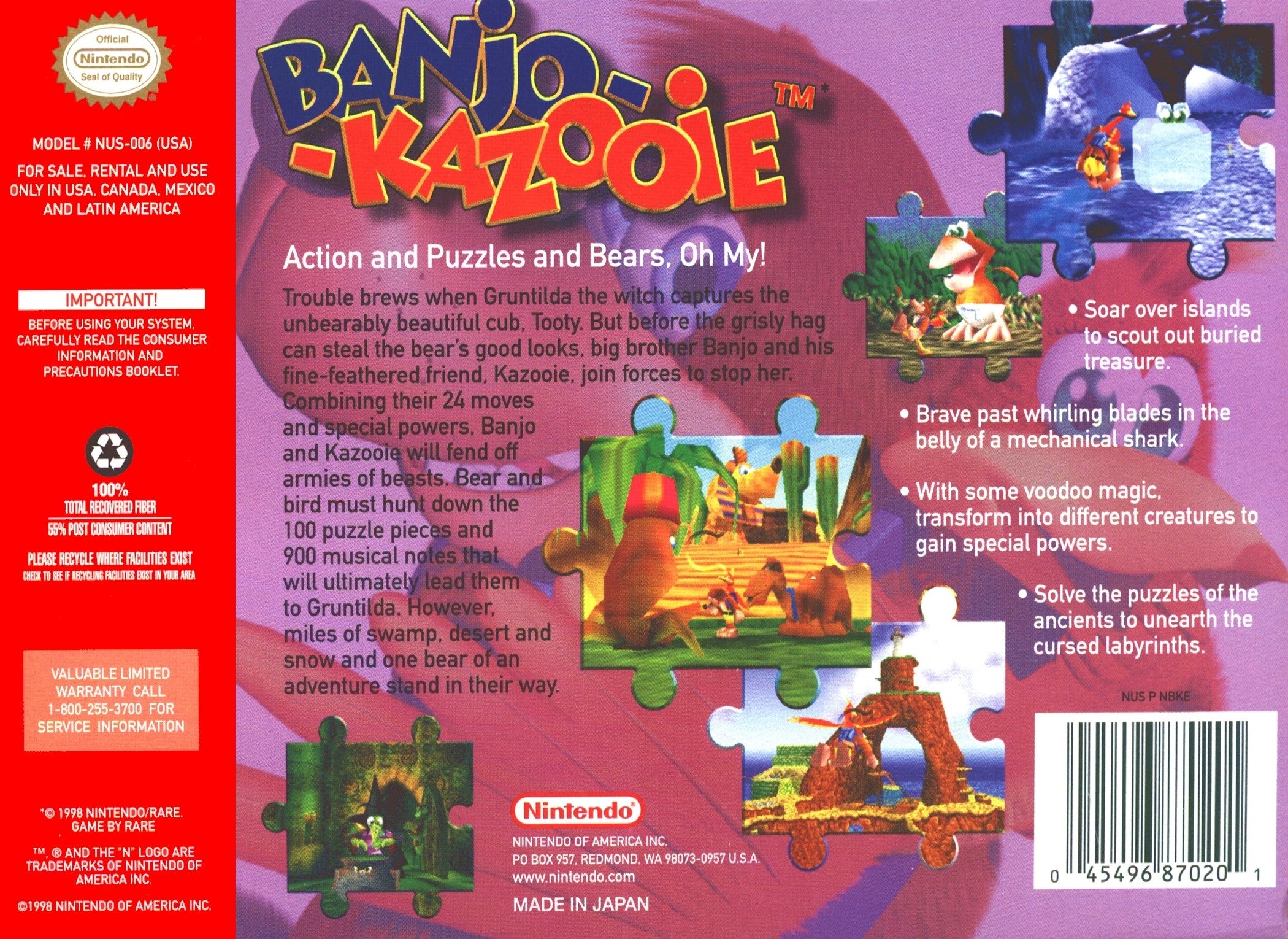 Banjo-Kazooie N64 - Video Game - Used - CaveGamers - Image 2