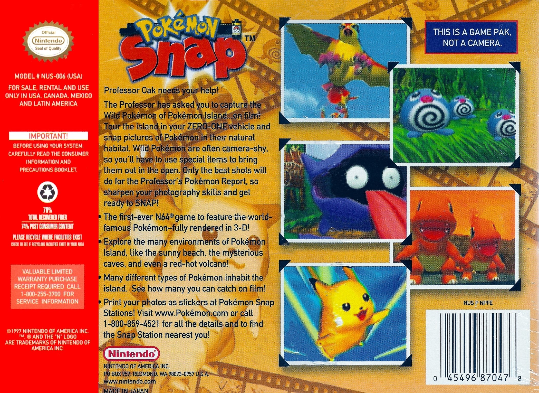 Pokemon Snap N64 - Video Game - Used - CaveGamers - Image 2
