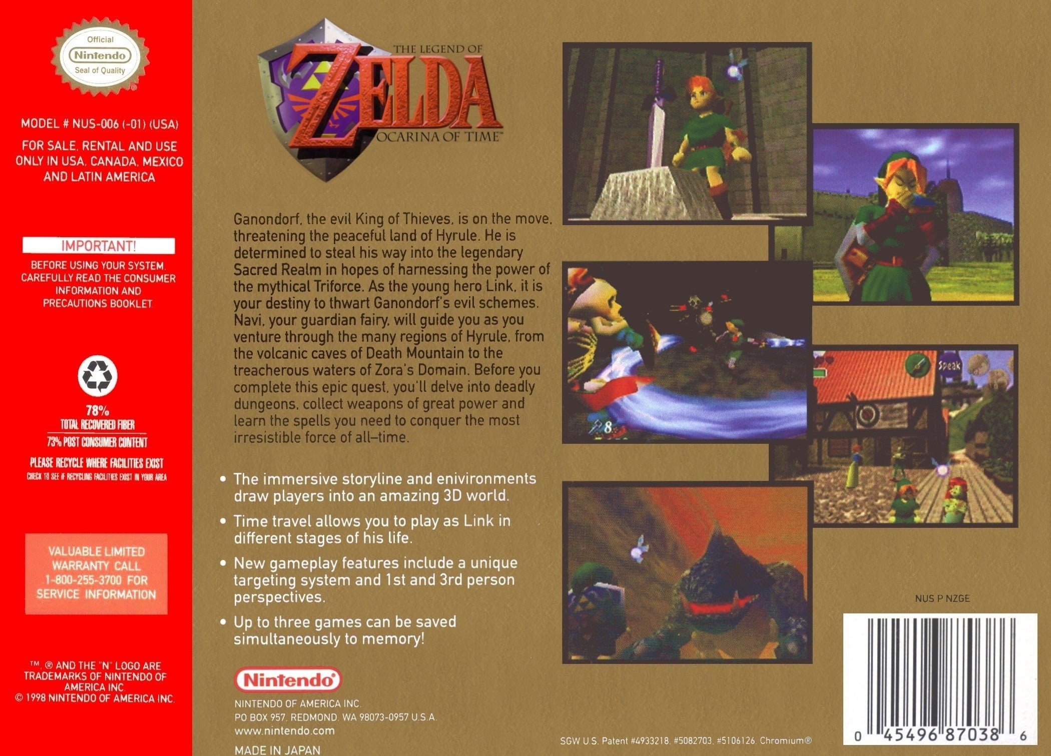 The Legend of Zelda: Ocarina of Time N64 - Video Game - Used - CaveGamers - Image 2