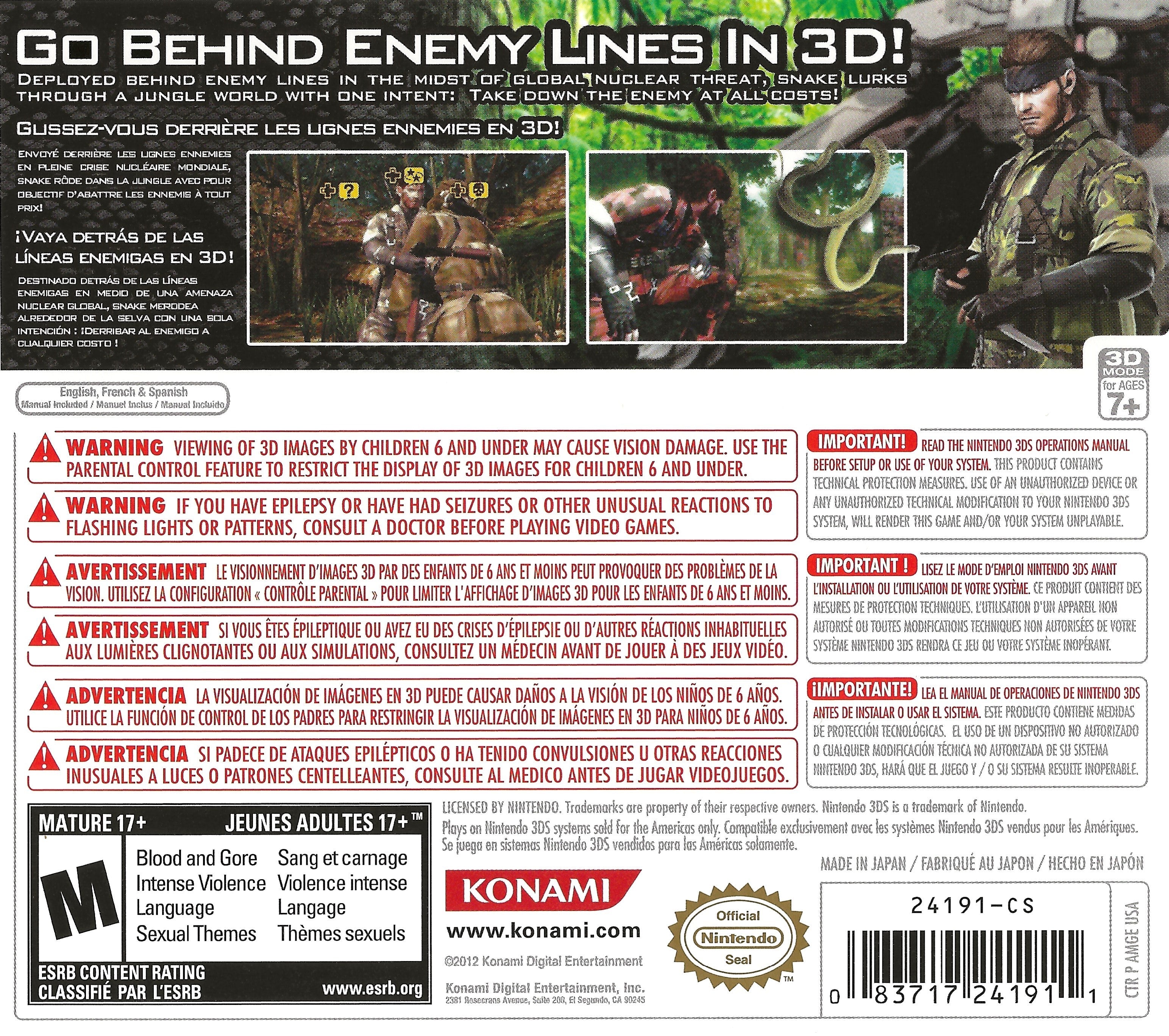 Metal Gear Solid Snake Eater 3D