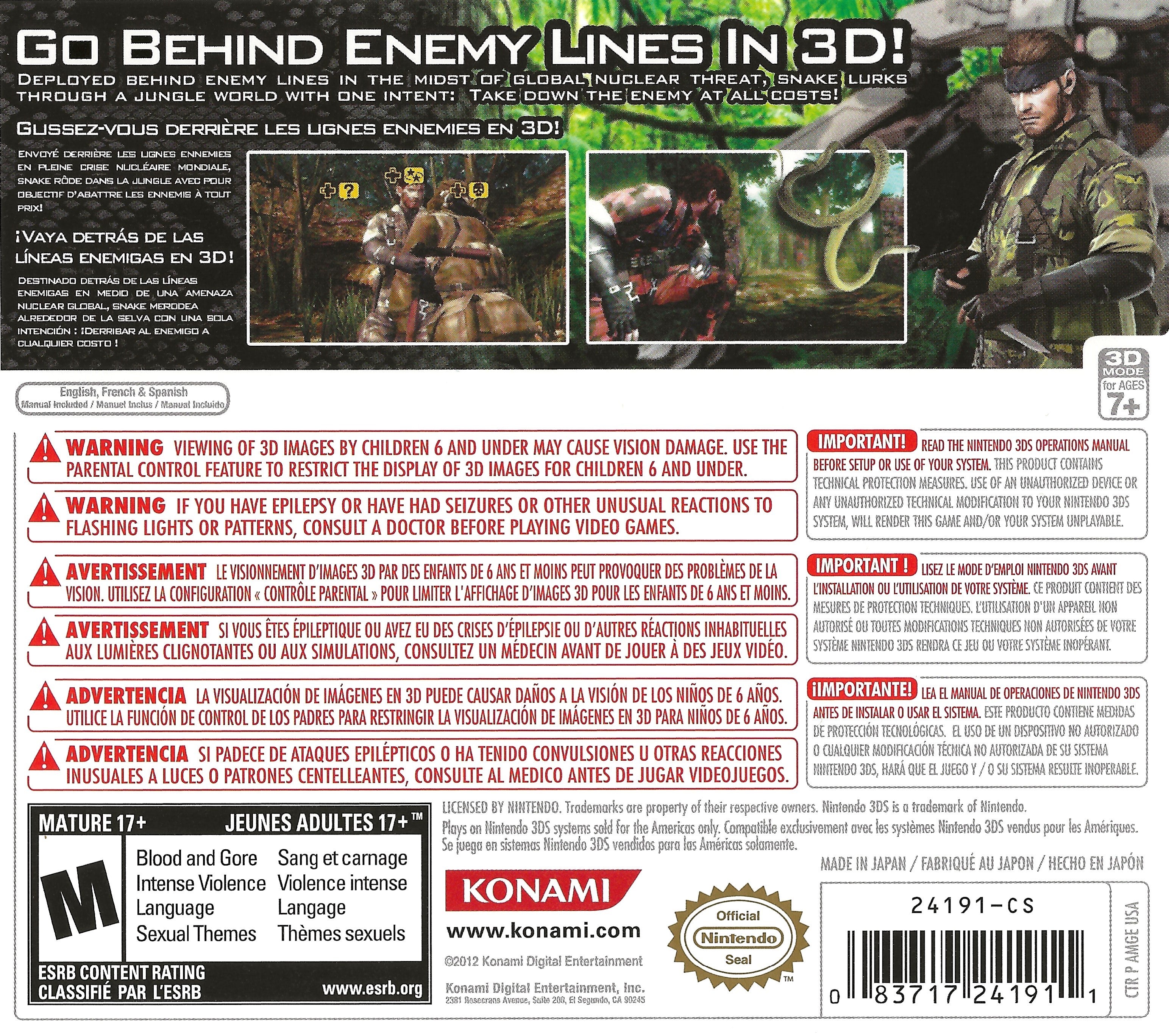 Metal Gear Solid Snake Eater 3D 3DS - Video Game - Used - CaveGamers - Image 2