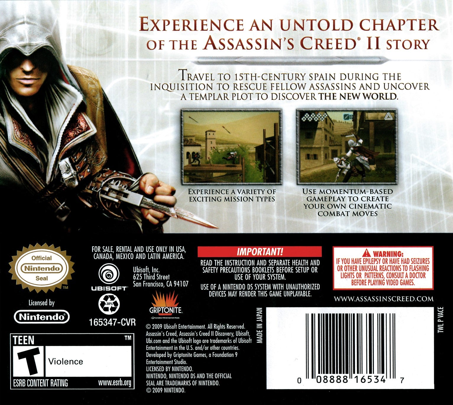 Assassin's Creed II: Discovery DS - Video Game - Used - CaveGamers - Image 2